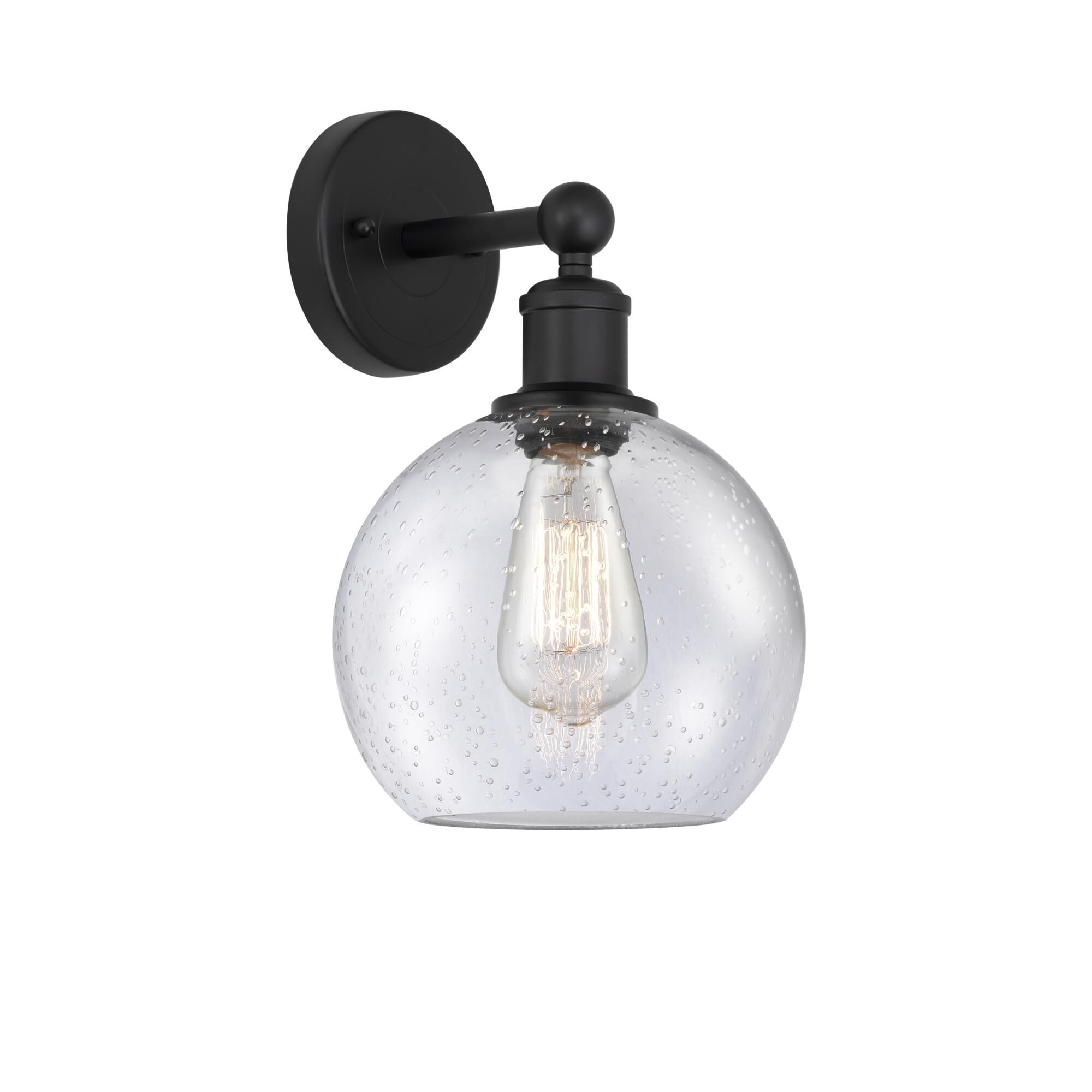 Shown in Matte Black finish and Seedy glass