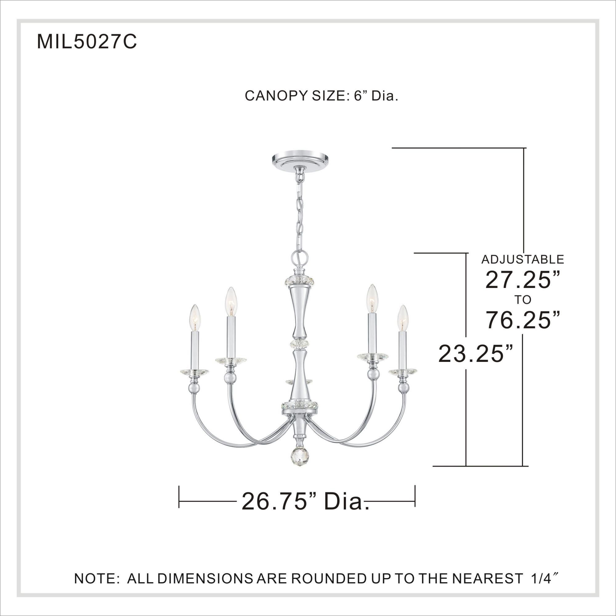 26 Inch 5 Light Chandelier by Quoizel