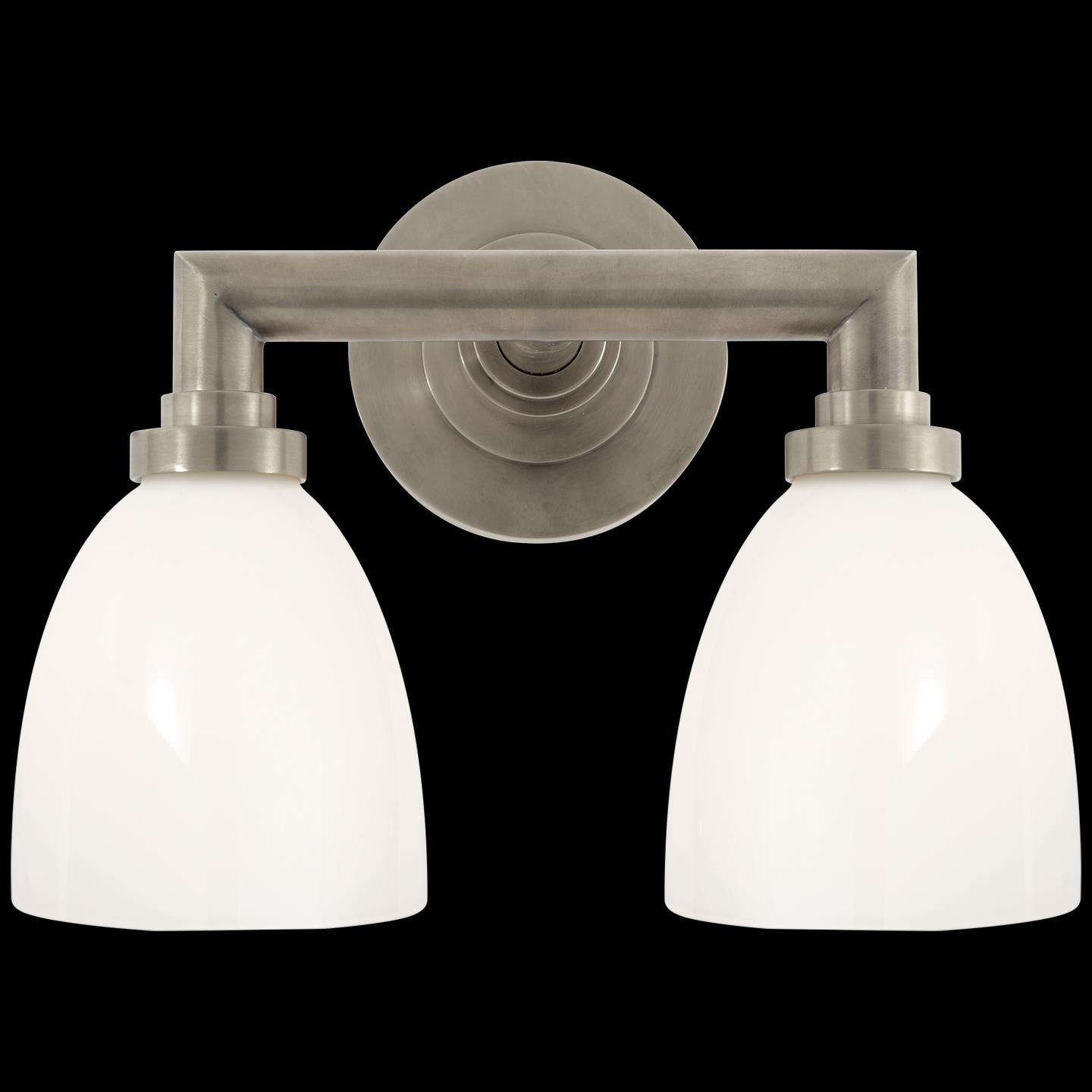 Shown in Antique Nickel finish and White glass