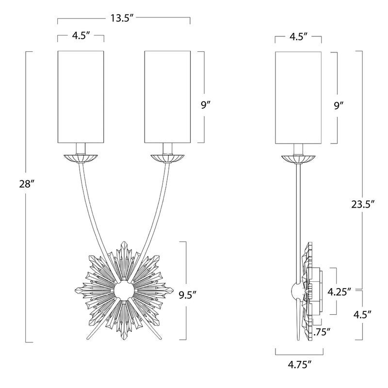 Louis 28 Inch 2 Light Wall Sconce by Regina Andrew