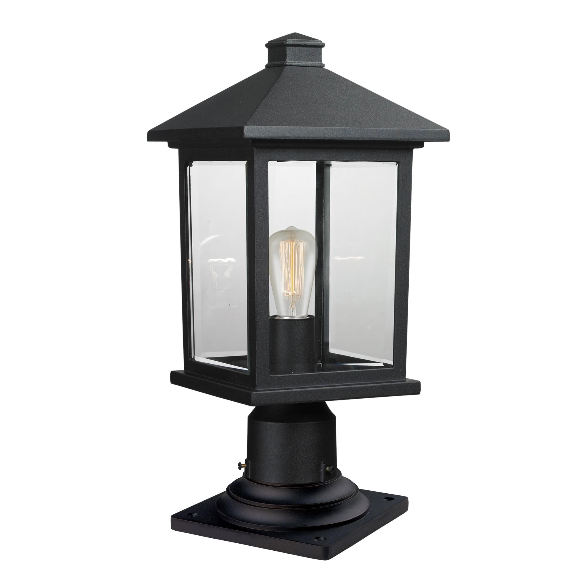 Shown in Black finish and Glass shade
