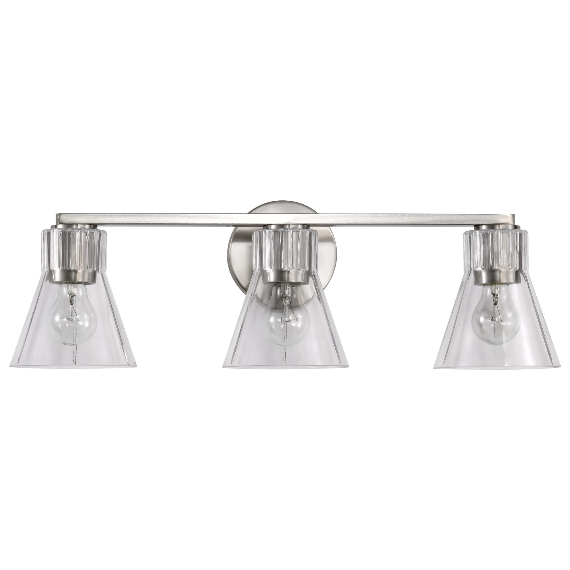 Shown in Brushed Nickel finish and Clear glass
