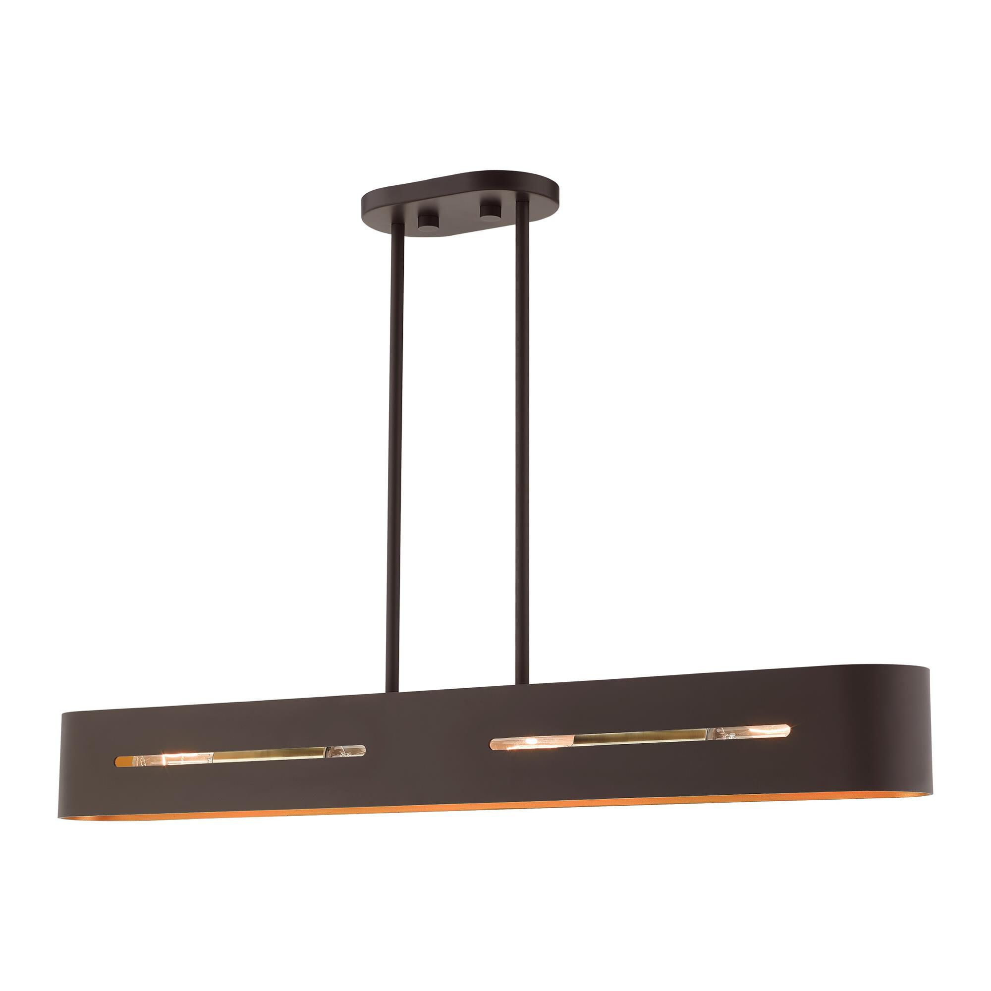 Shown in Bronze With Antique Brass Accents finish and Hand Welded Bronze  With Gold Finish Inside shade