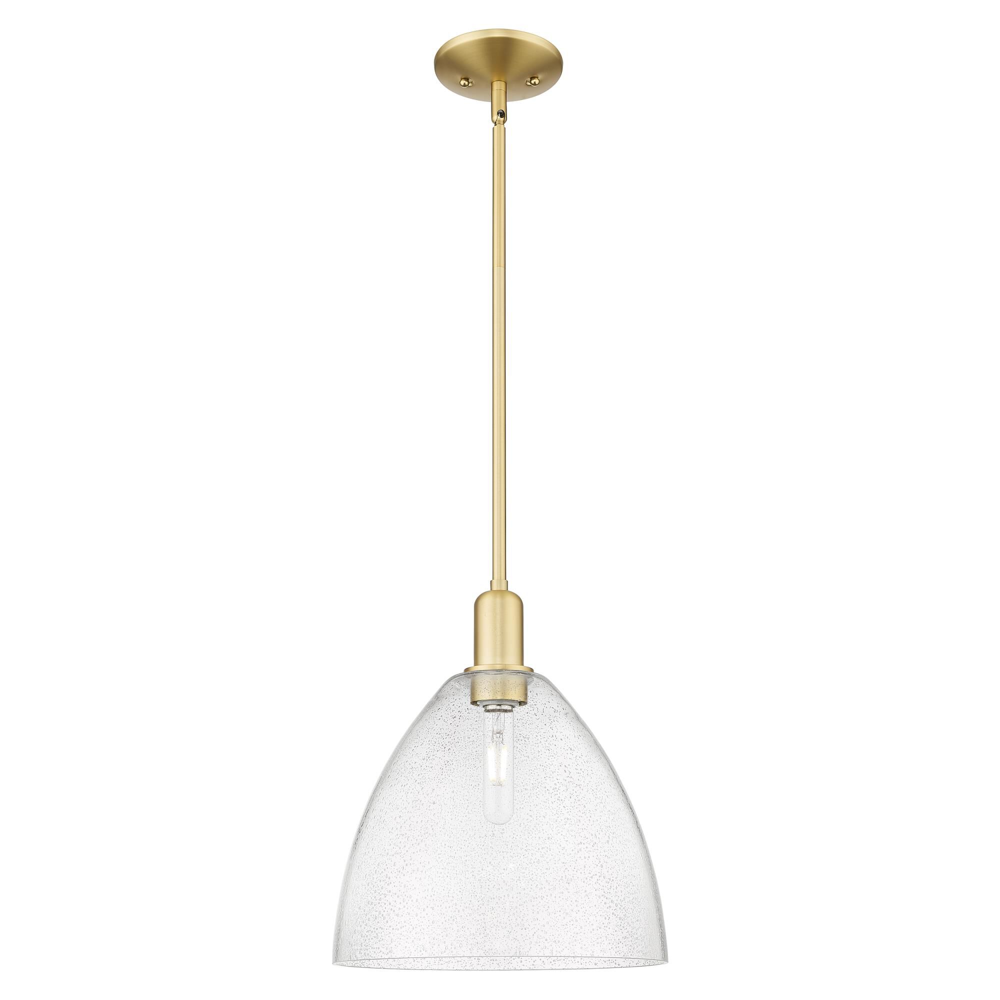 Shown in Satin Gold finish and Seedy glass