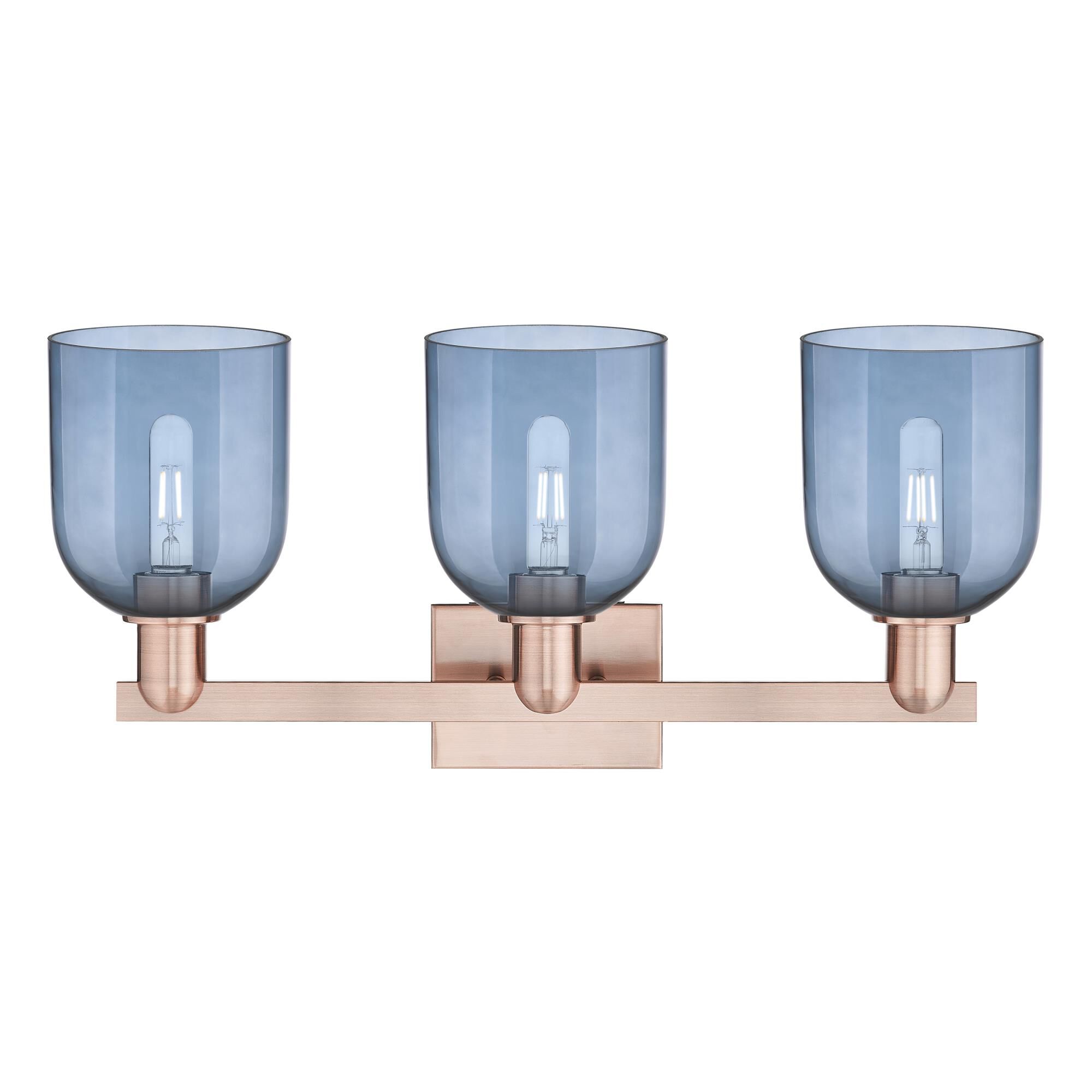 Shown in Antique Copper finish and Blue glass