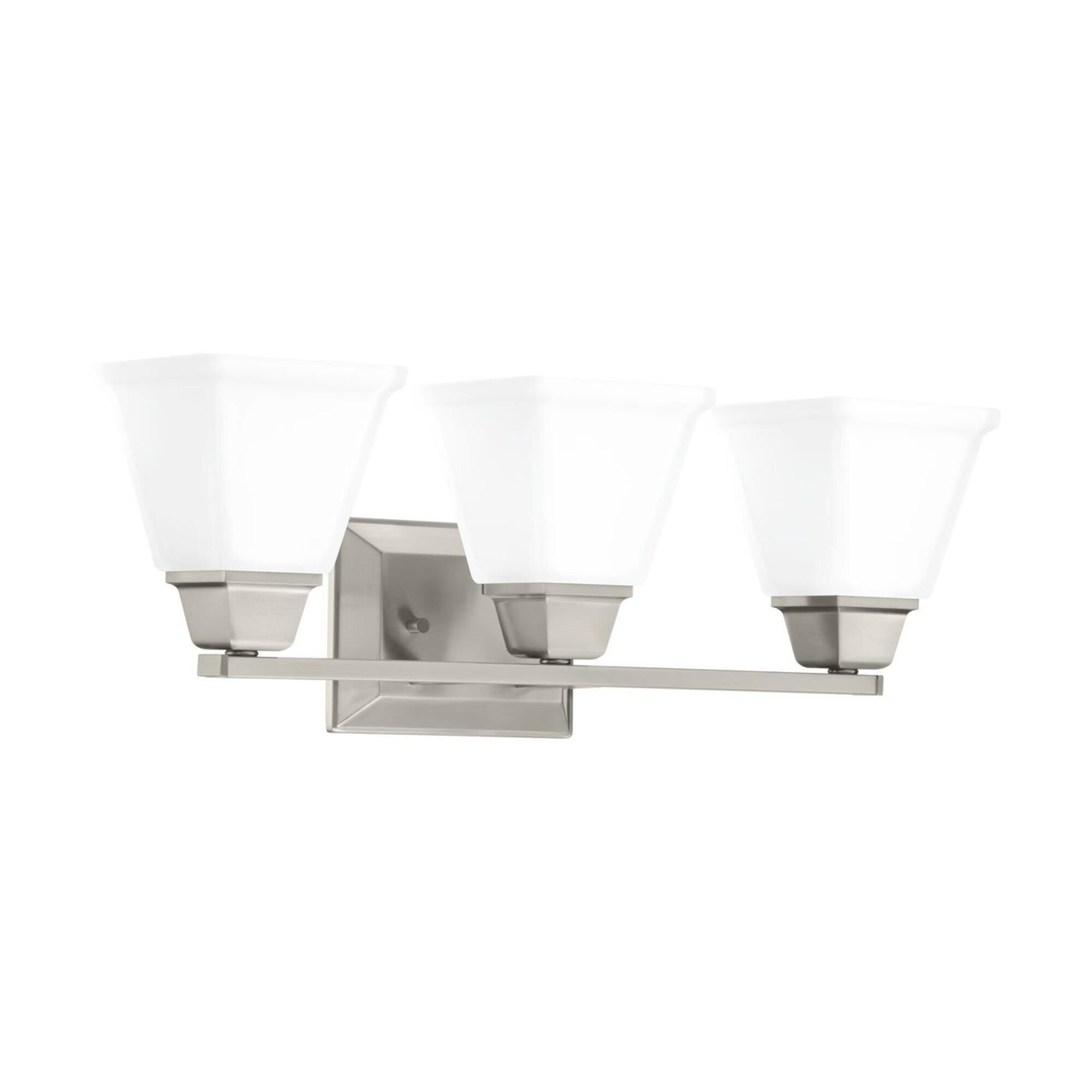 Shown in Brushed Nickel finish and Etched glass