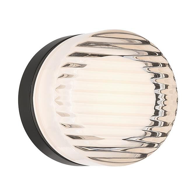 Shown in Matte Black finish and Clear Ribbed glass