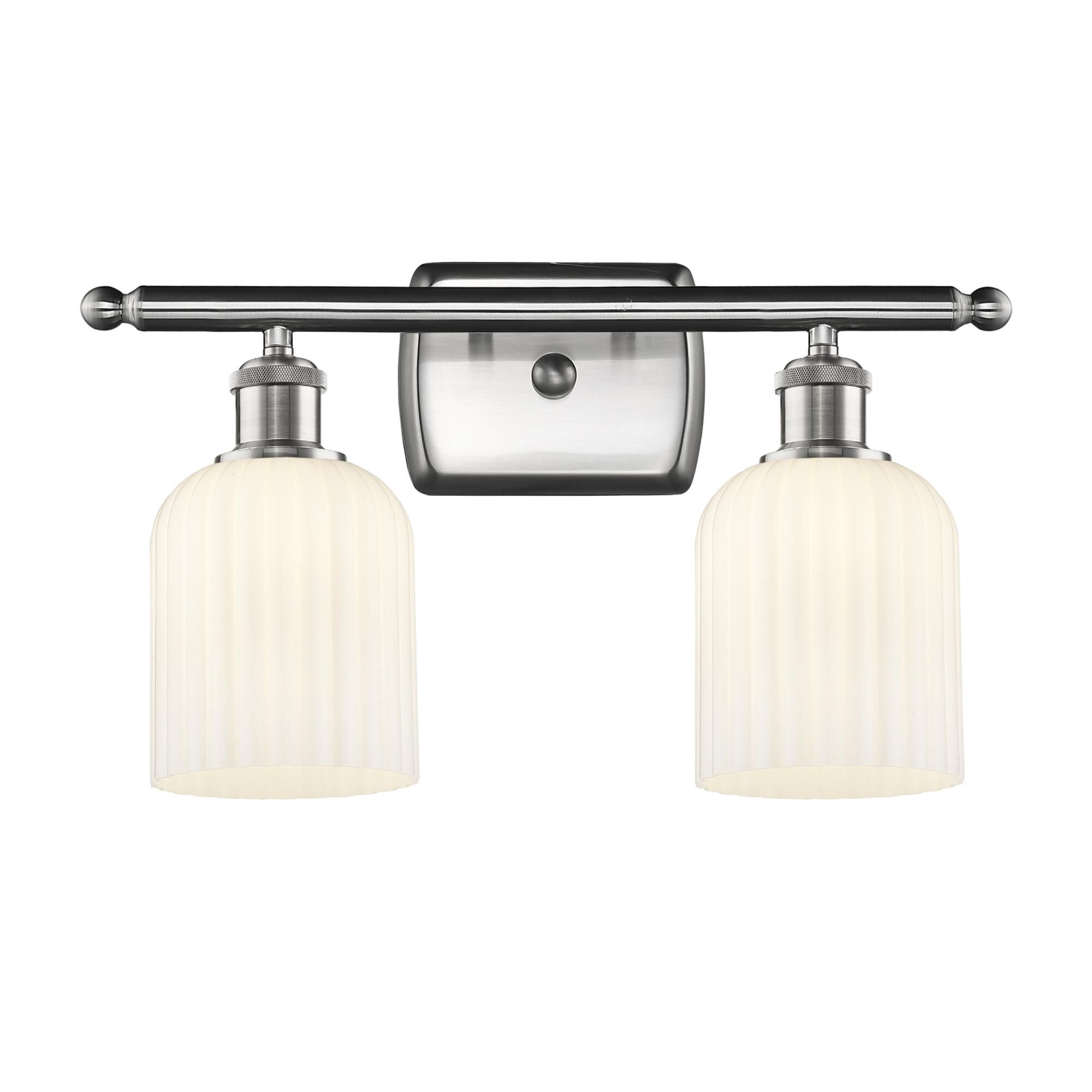 Shown in Satin Nickel finish and Gloss White shade