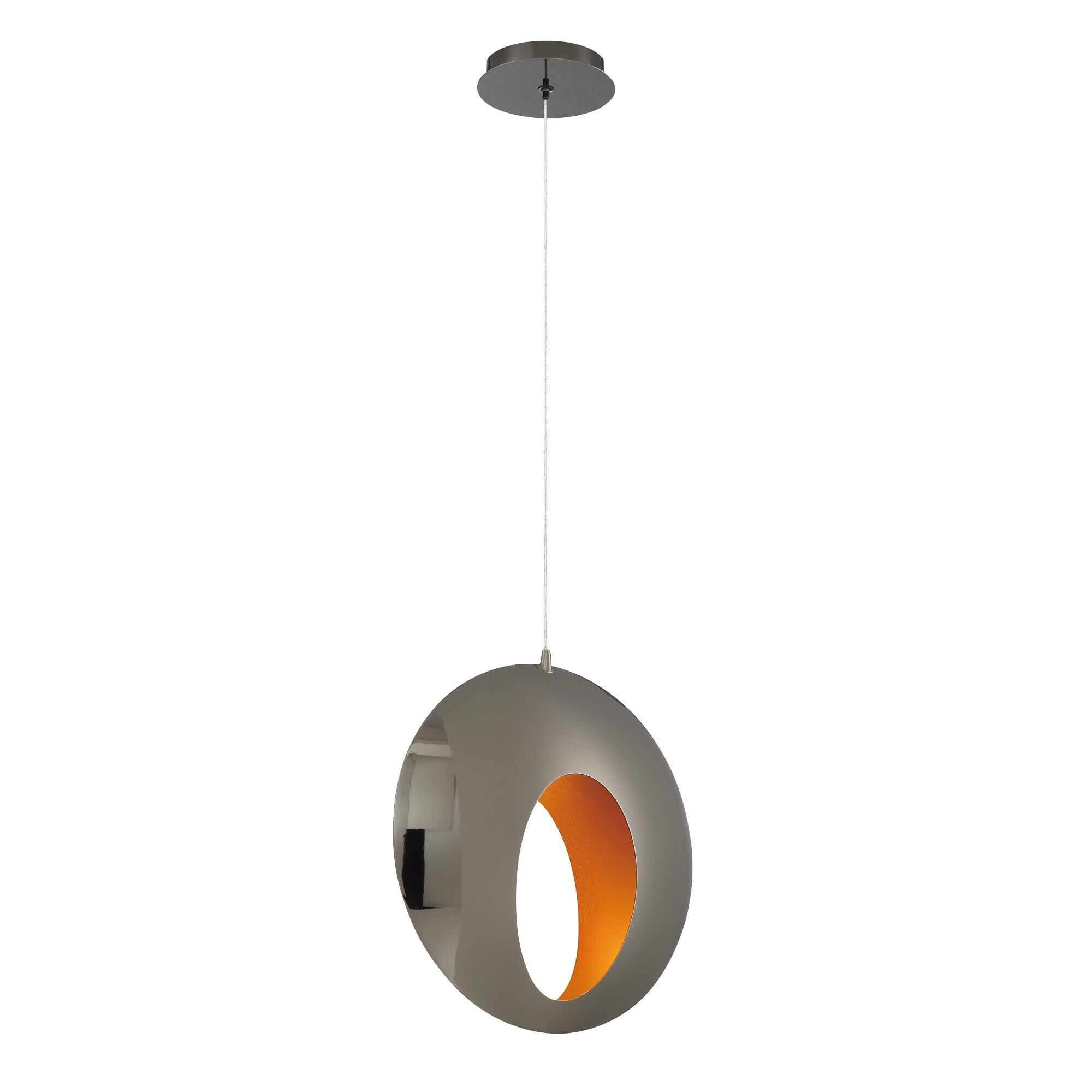 Shown in Black Chrome finish and Gold Inside shade and Gold accent