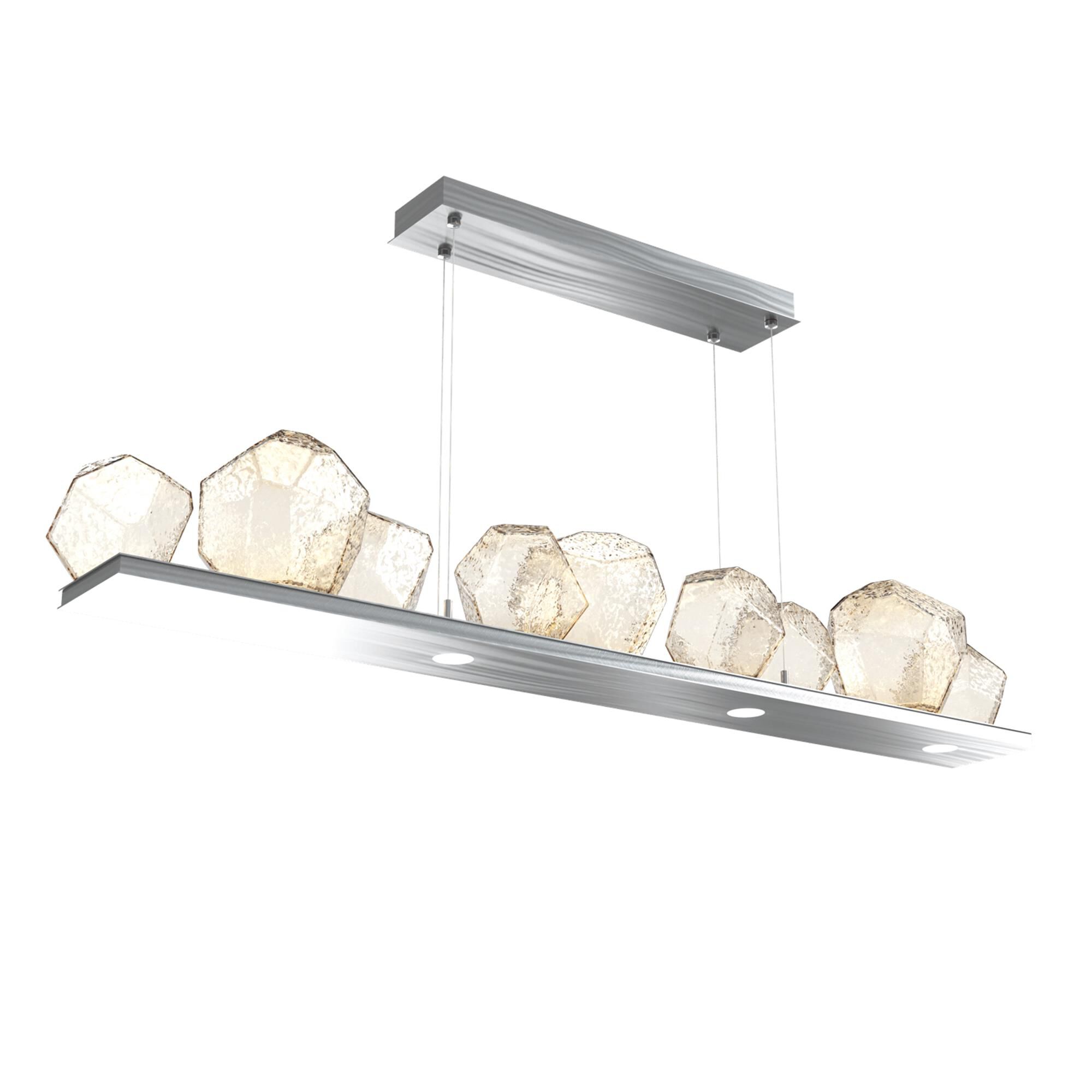 Shown in Satin Nickel finish and Amber glass