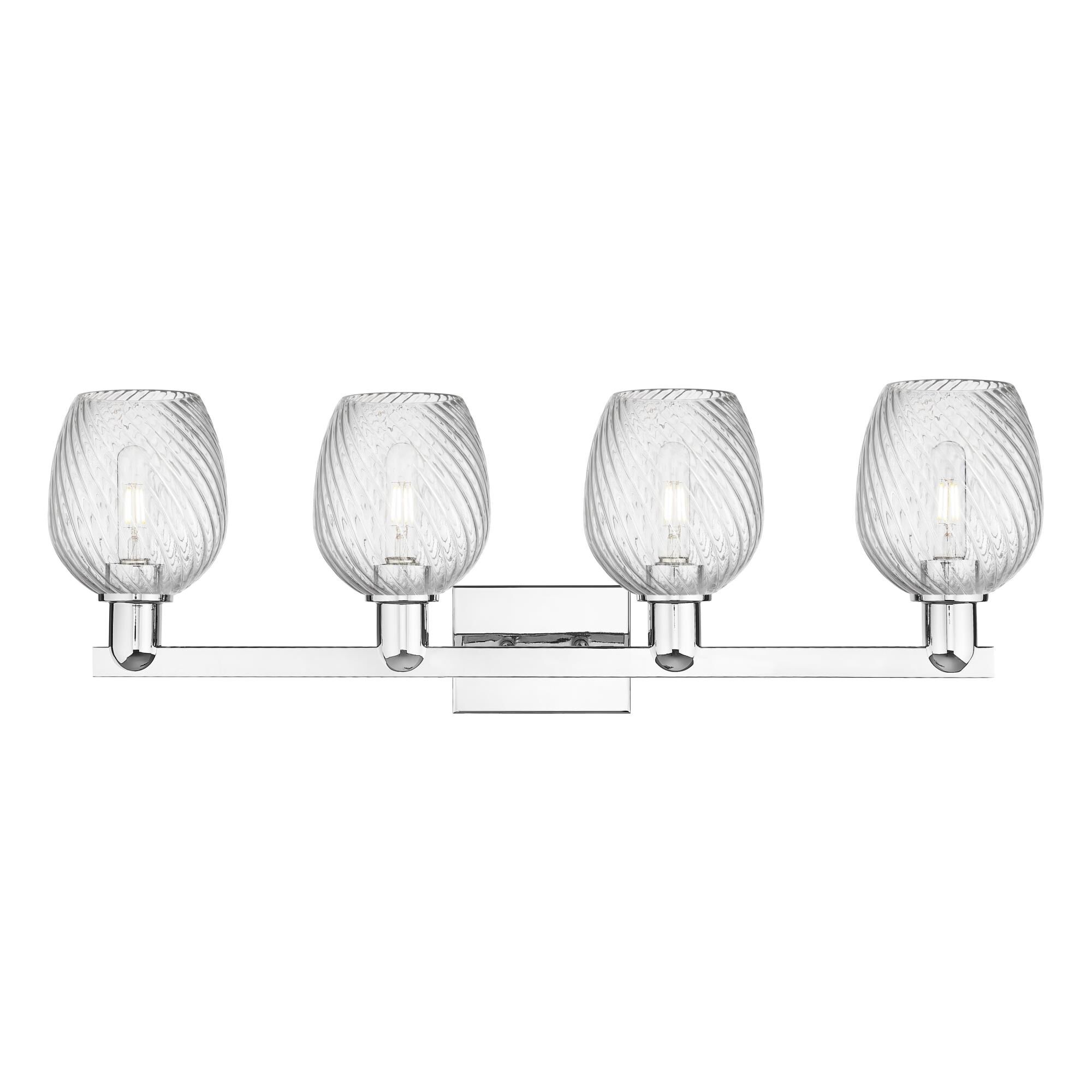 Shown in Polished Chrome finish and Clear Spiral Fluted glass