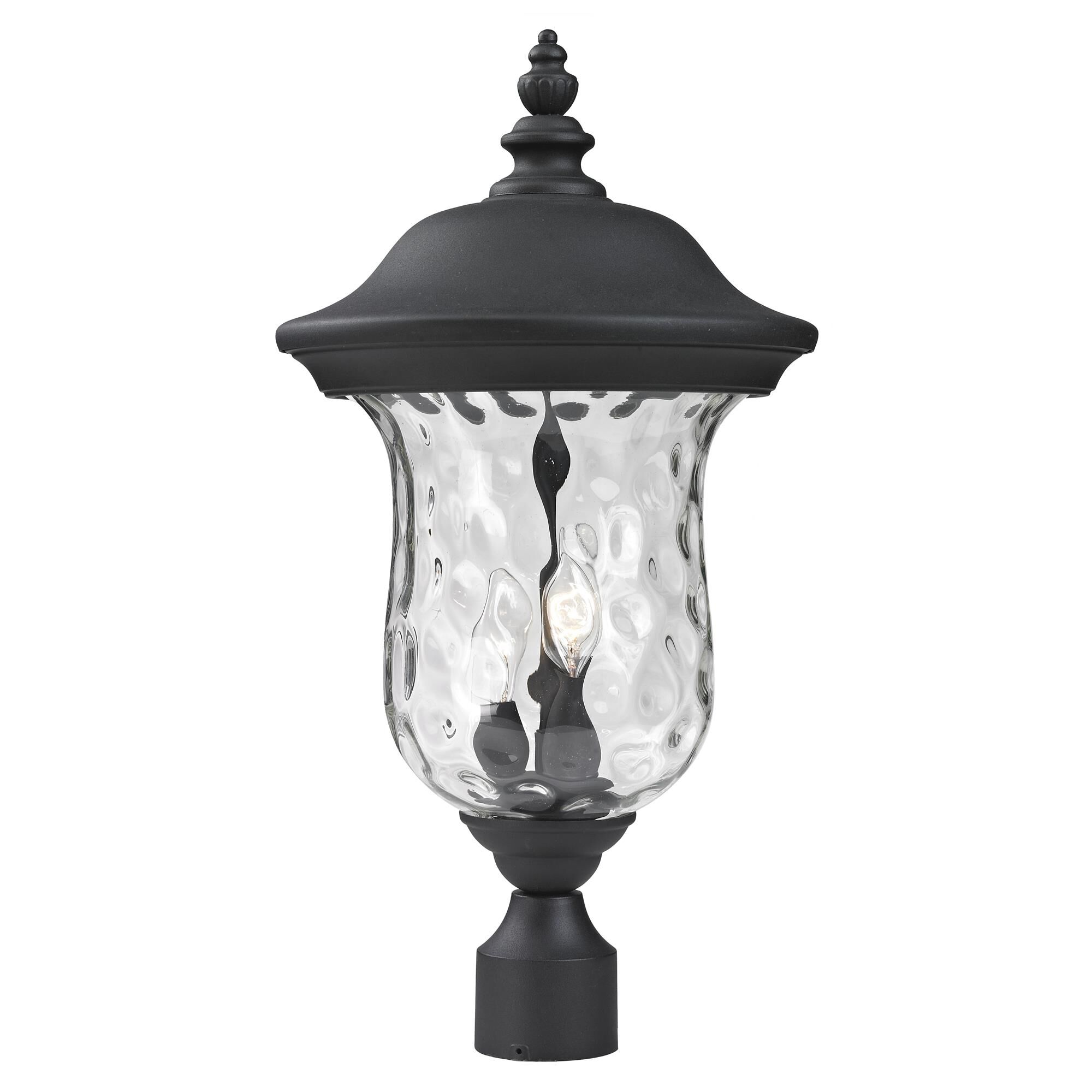 Shown in Black finish and Glass shade