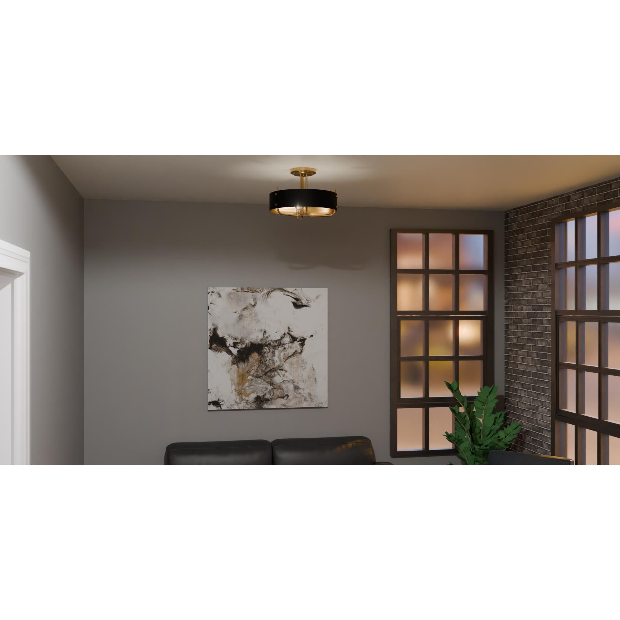 Madden 17 Inch 3 Light Semi Flush Mount by Quoizel