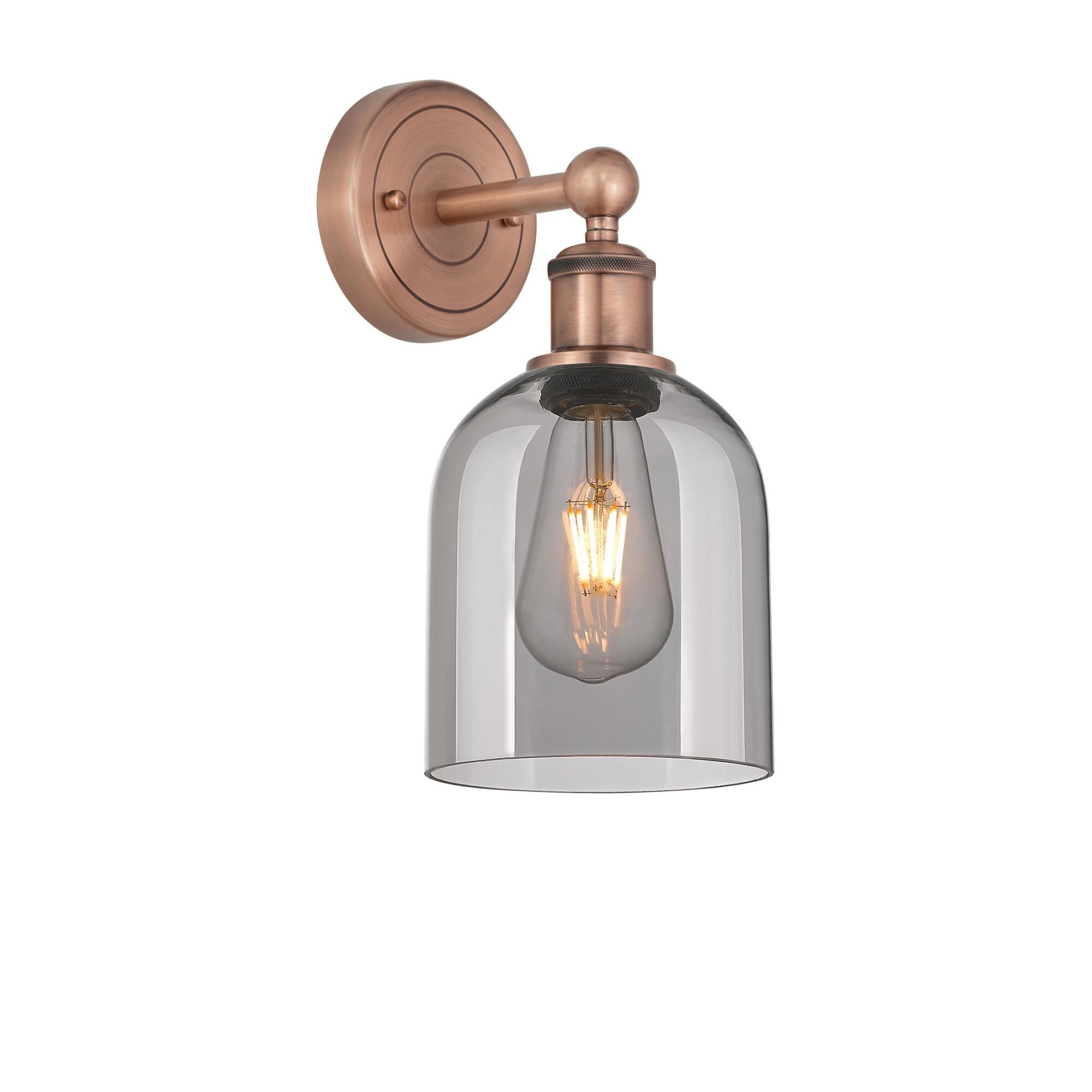 Shown in Antique Copper finish and Light Smoke glass