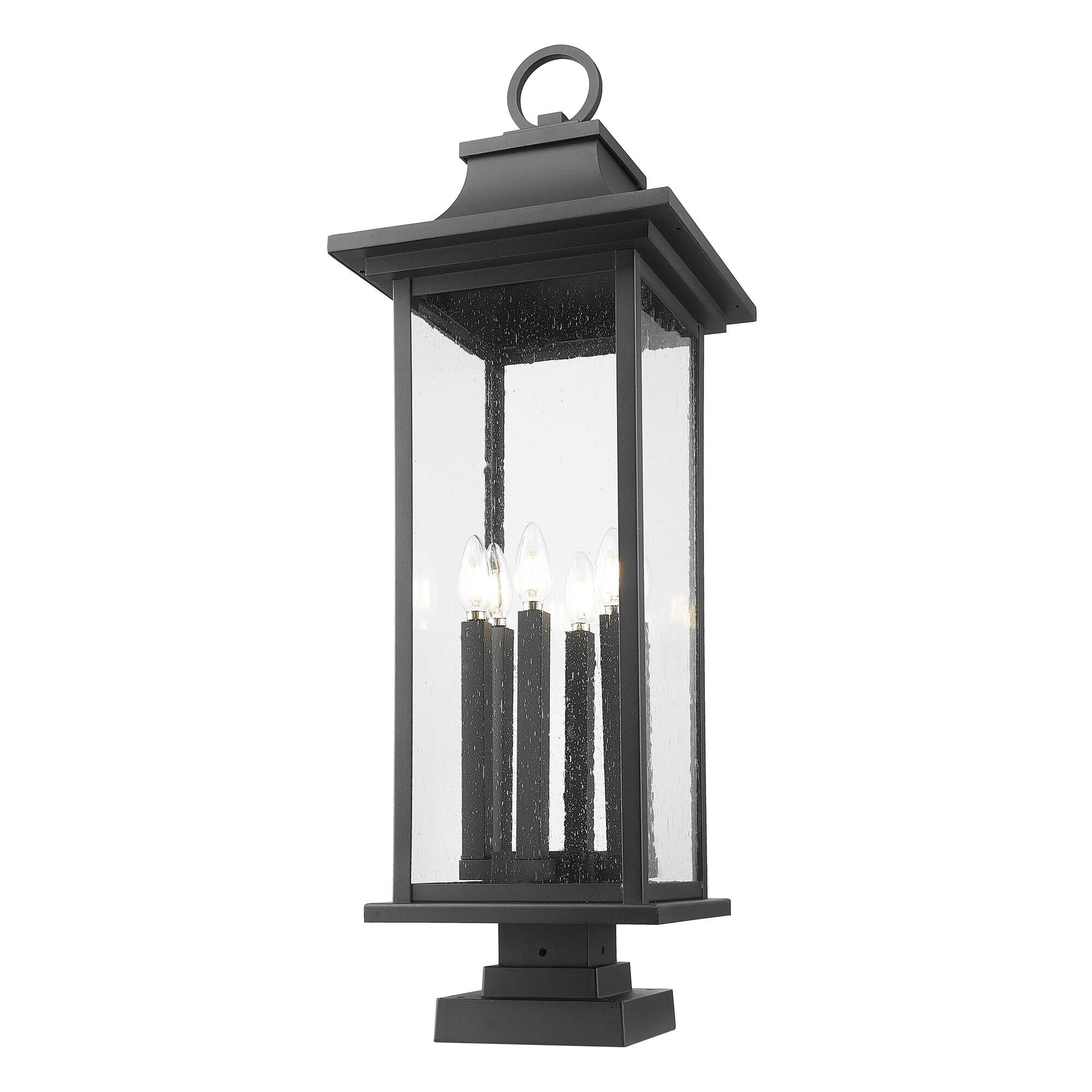 Shown in Black finish and Clear Seedy glass and Clear Seedy shade