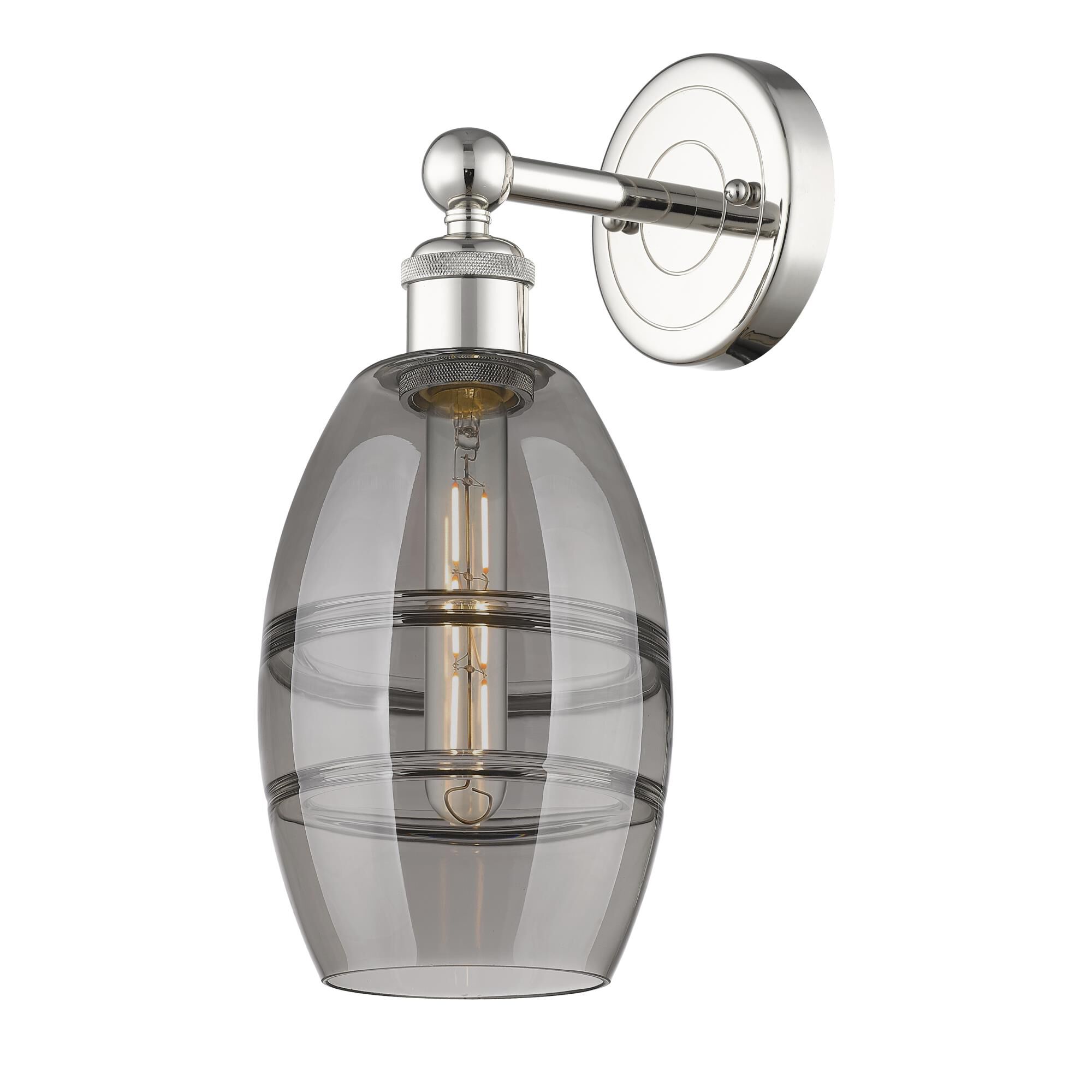 Shown in Polished Nickel finish and Light Smoke glass