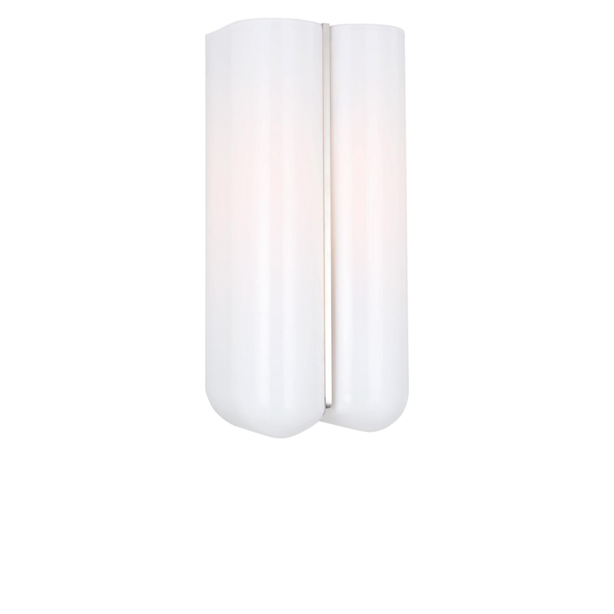 Shown in Polished Nickel finish and Milk glass