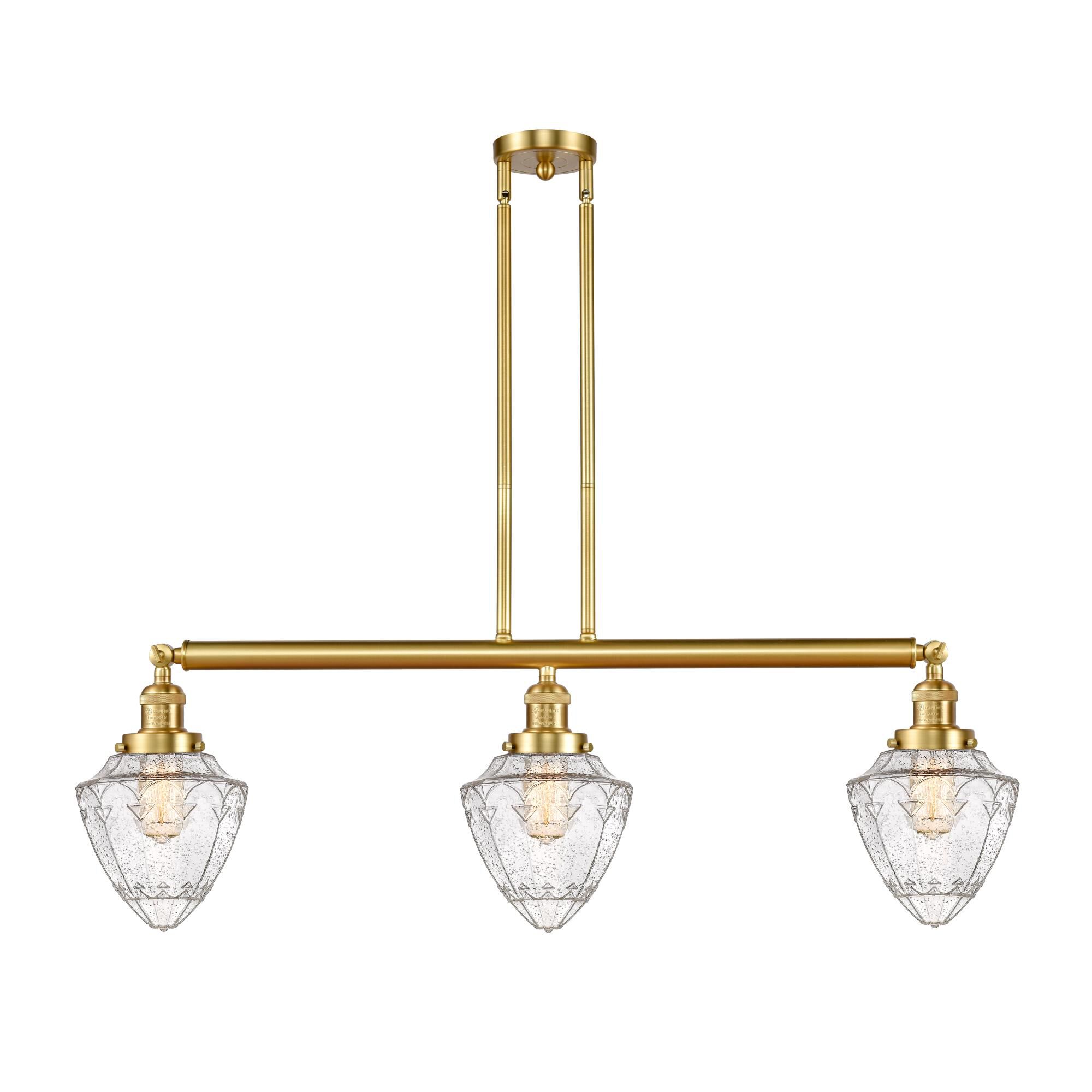 Shown in Satin Gold finish and Seedy Small Bullet glass