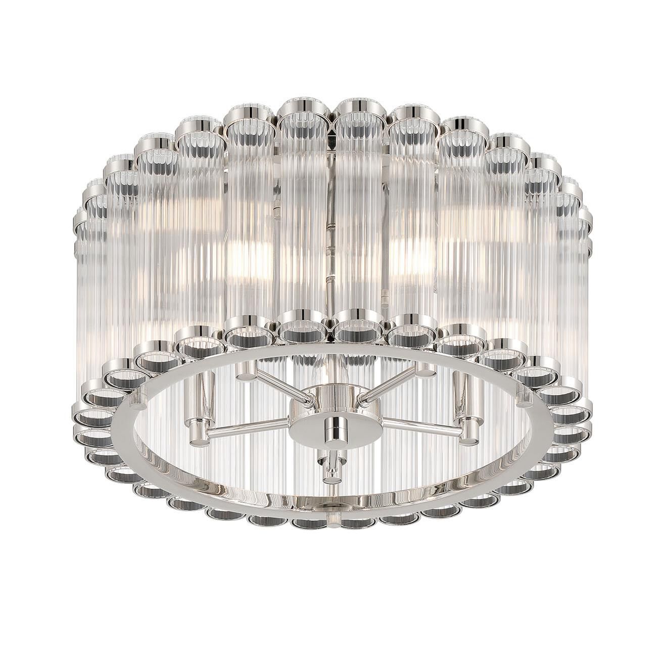 Shown in Polished Nickel finish and Ribbed glass