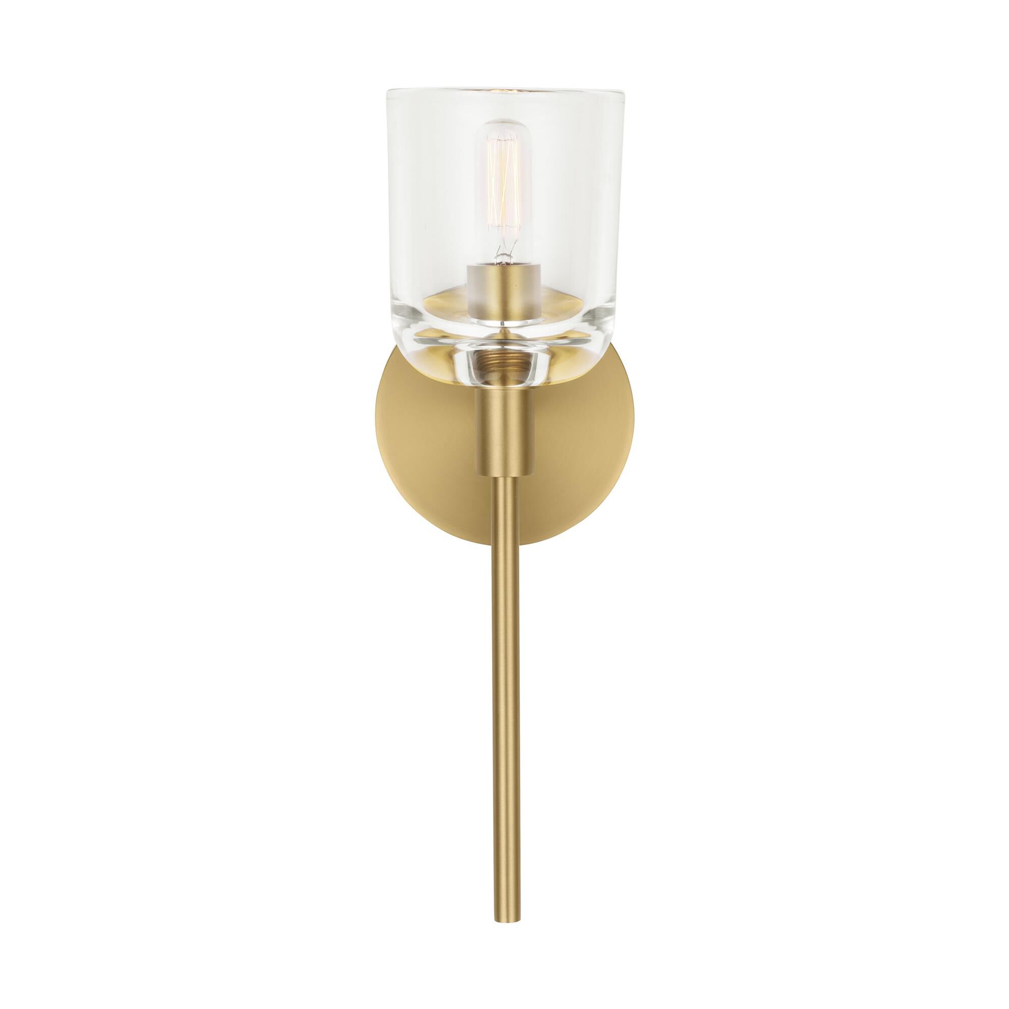 Shown in Burnished Brass finish and Clear glass