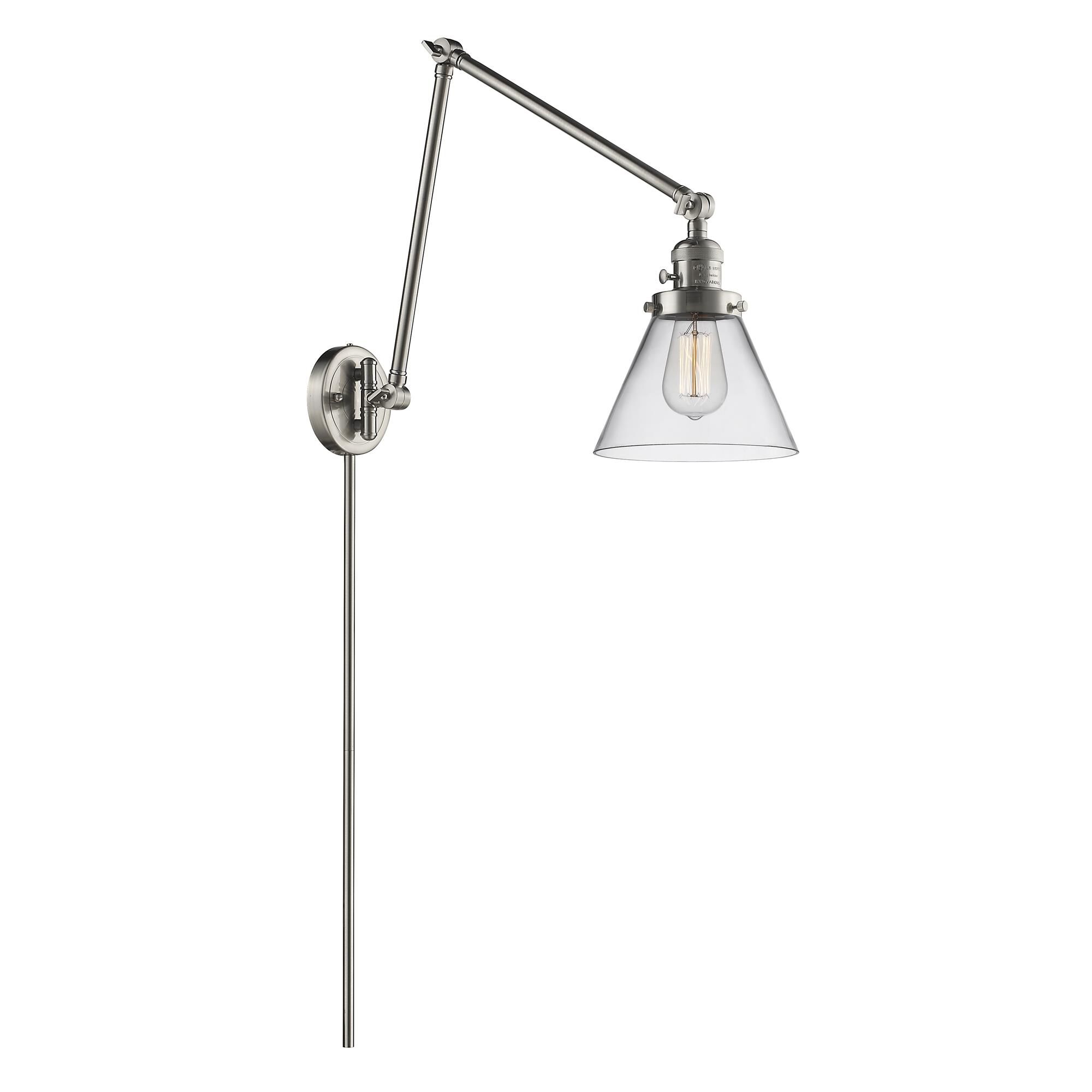 Shown in Brushed Satin Nickel finish and Clear glass