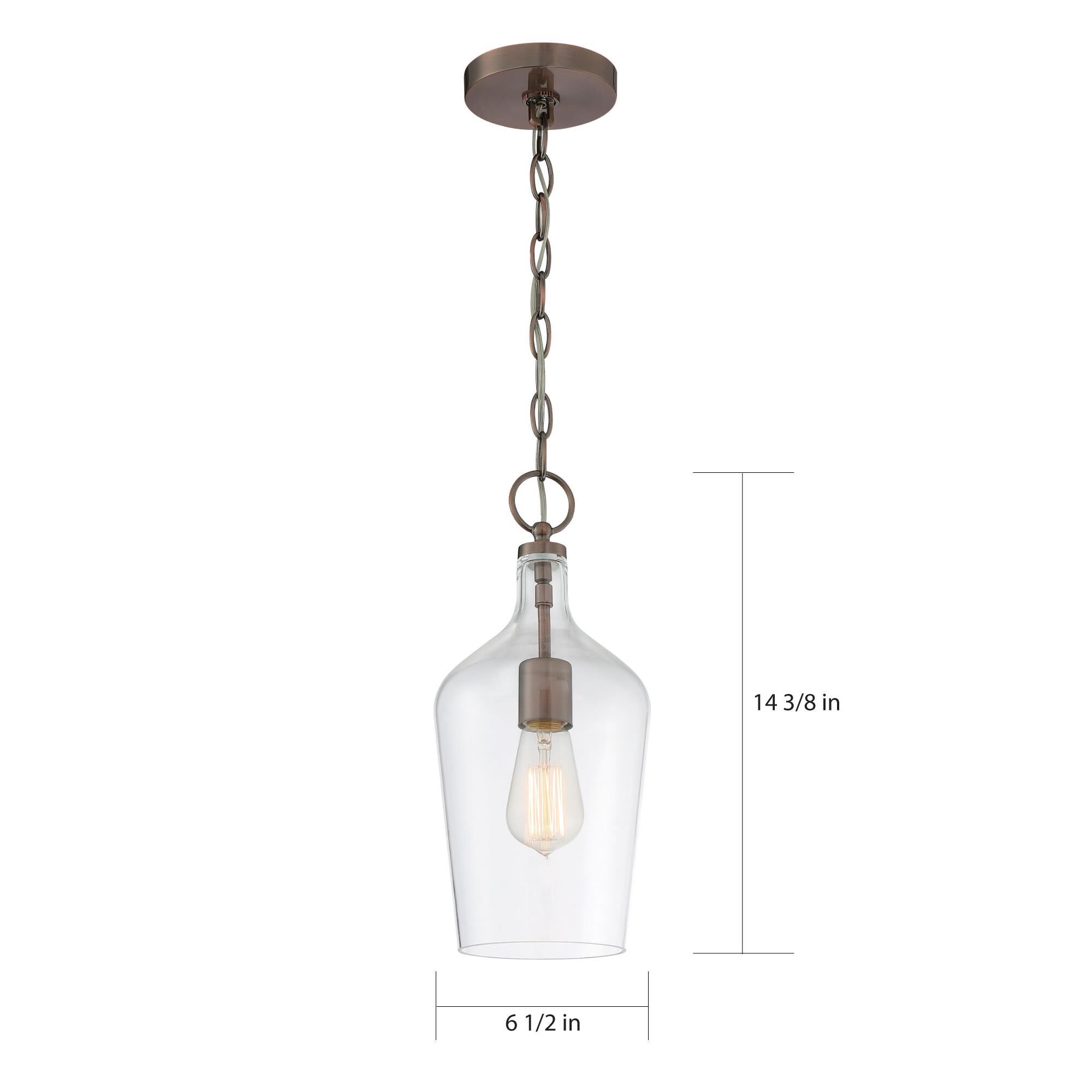 Shown in Antique Copper finish and Clear glass