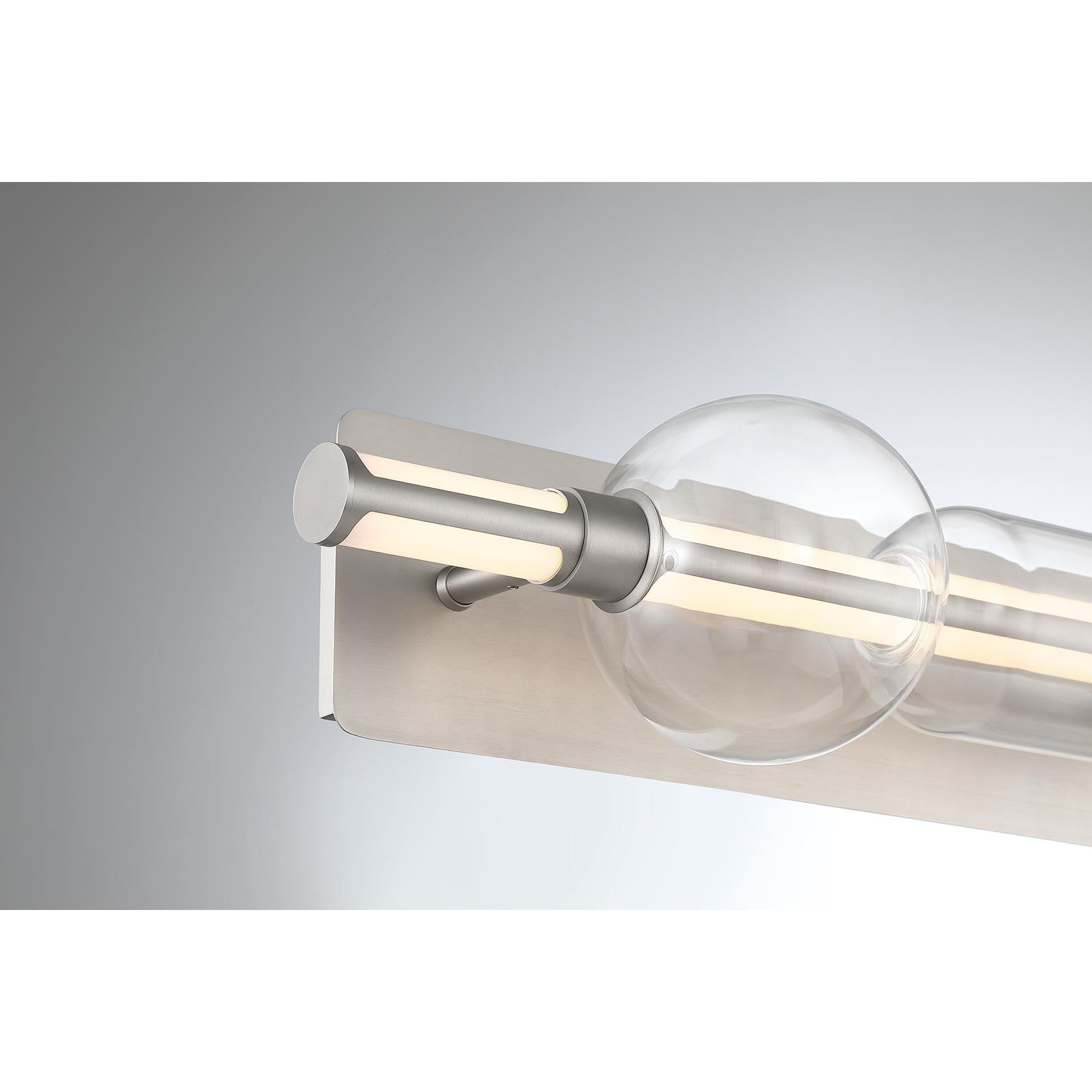 Shown in Satin Nickel finish and Clear glass