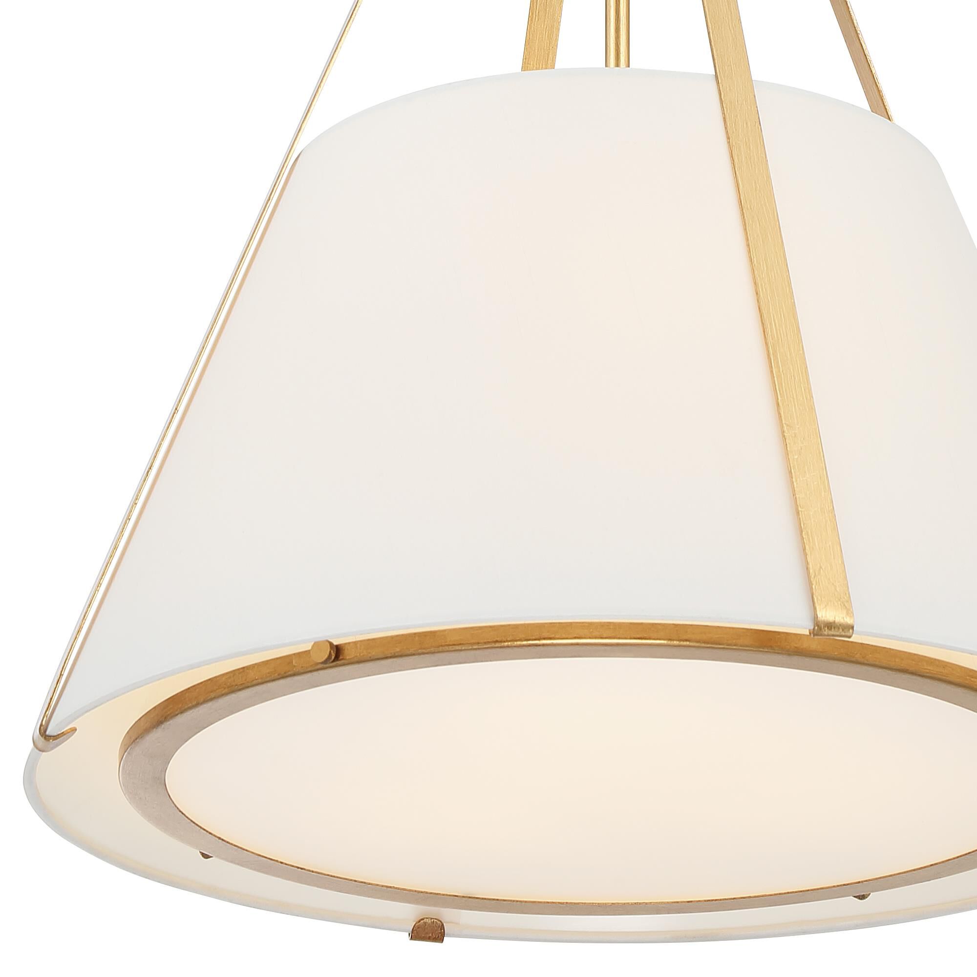 Shown in Antique Gold finish and Fabric glass and Fabric shade
