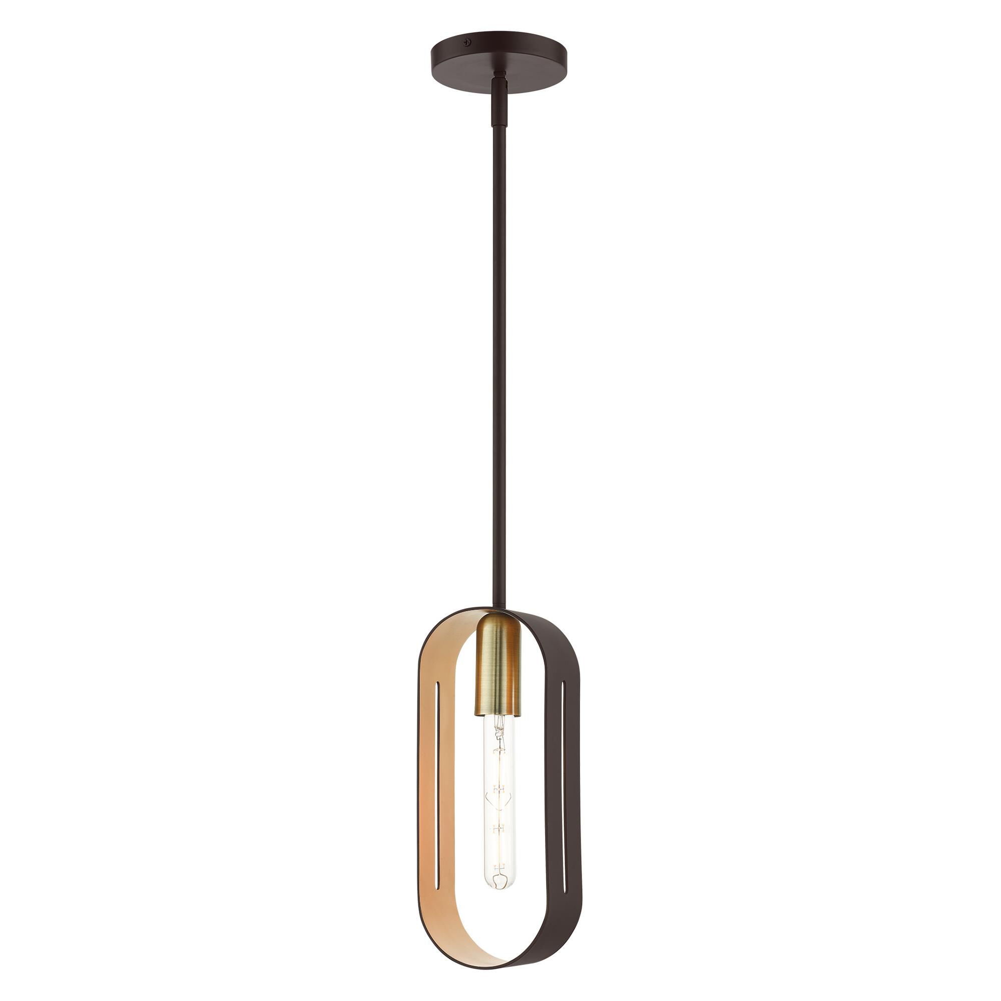 Shown in Bronze With Antique Brass Accents finish and Hand Welded Bronze  With Gold Finish Inside shade