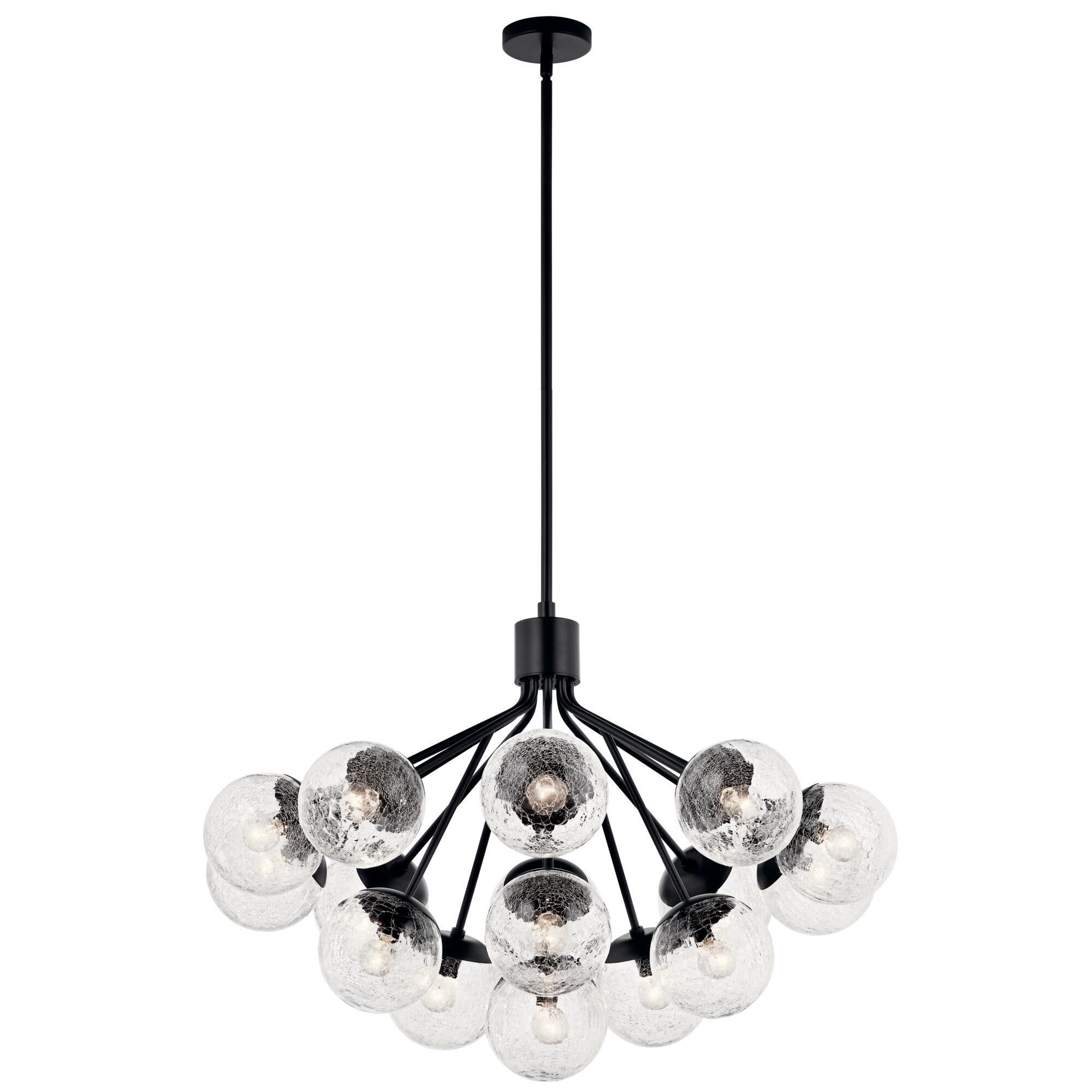 Shown in Black finish and Clear Crackle glass