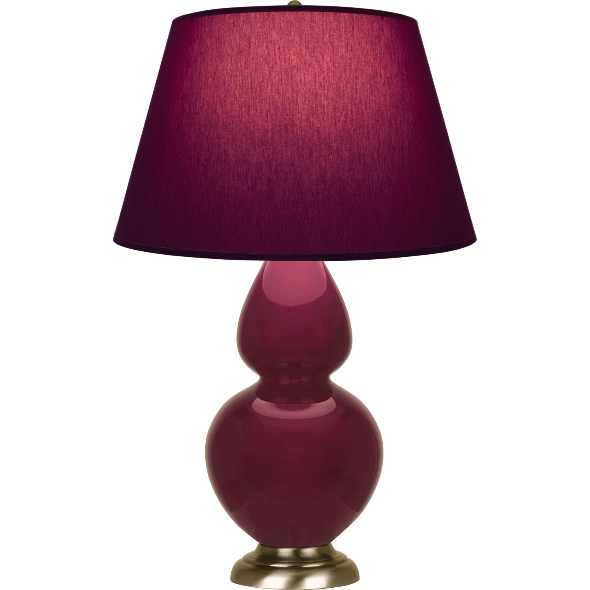Shown in Sugar Plum Glazed finish and Plum with Lavender Lining shade and Antique Brass accent