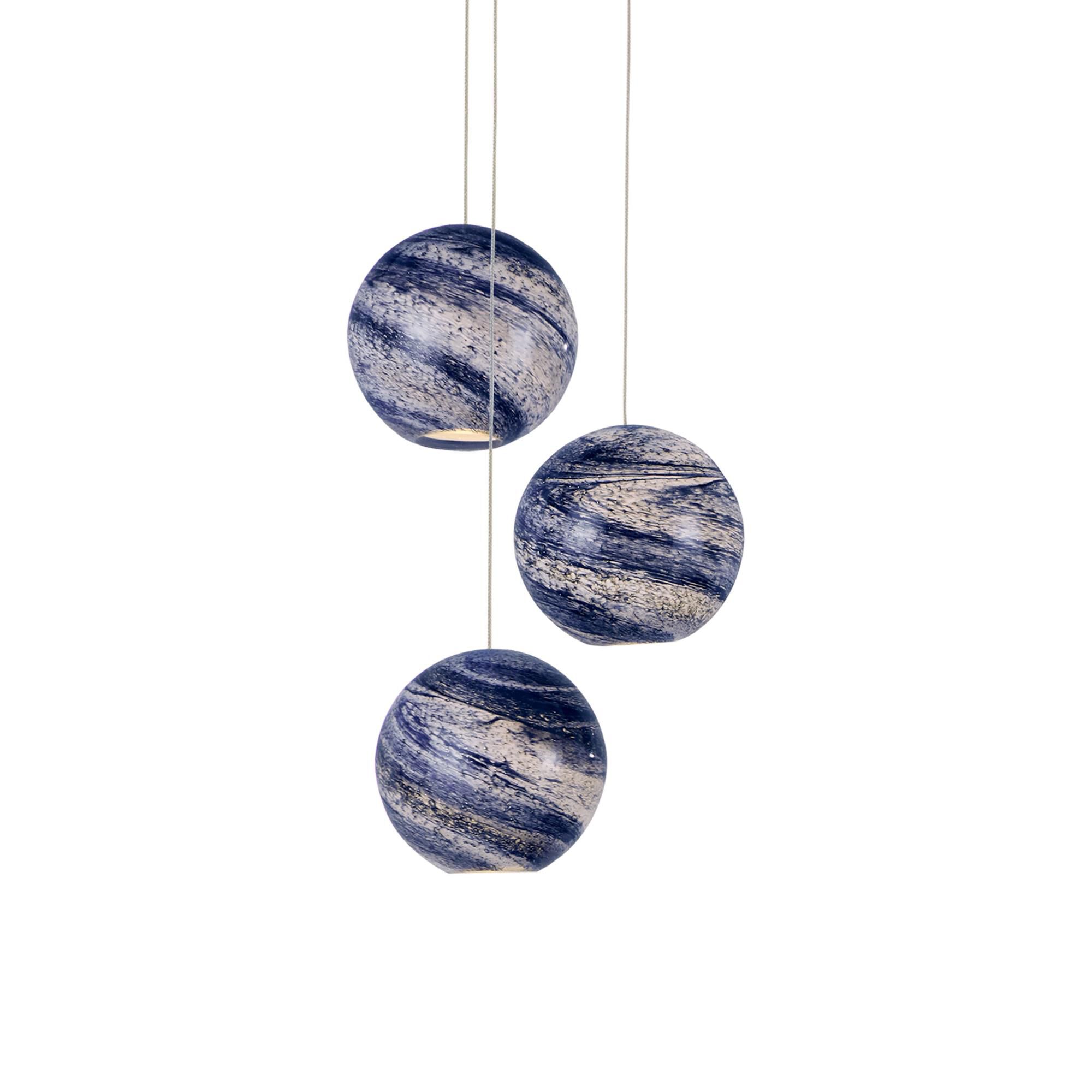 Shown in Blue Marbeled/Silver finish and Earth With Speckles/Glass shade