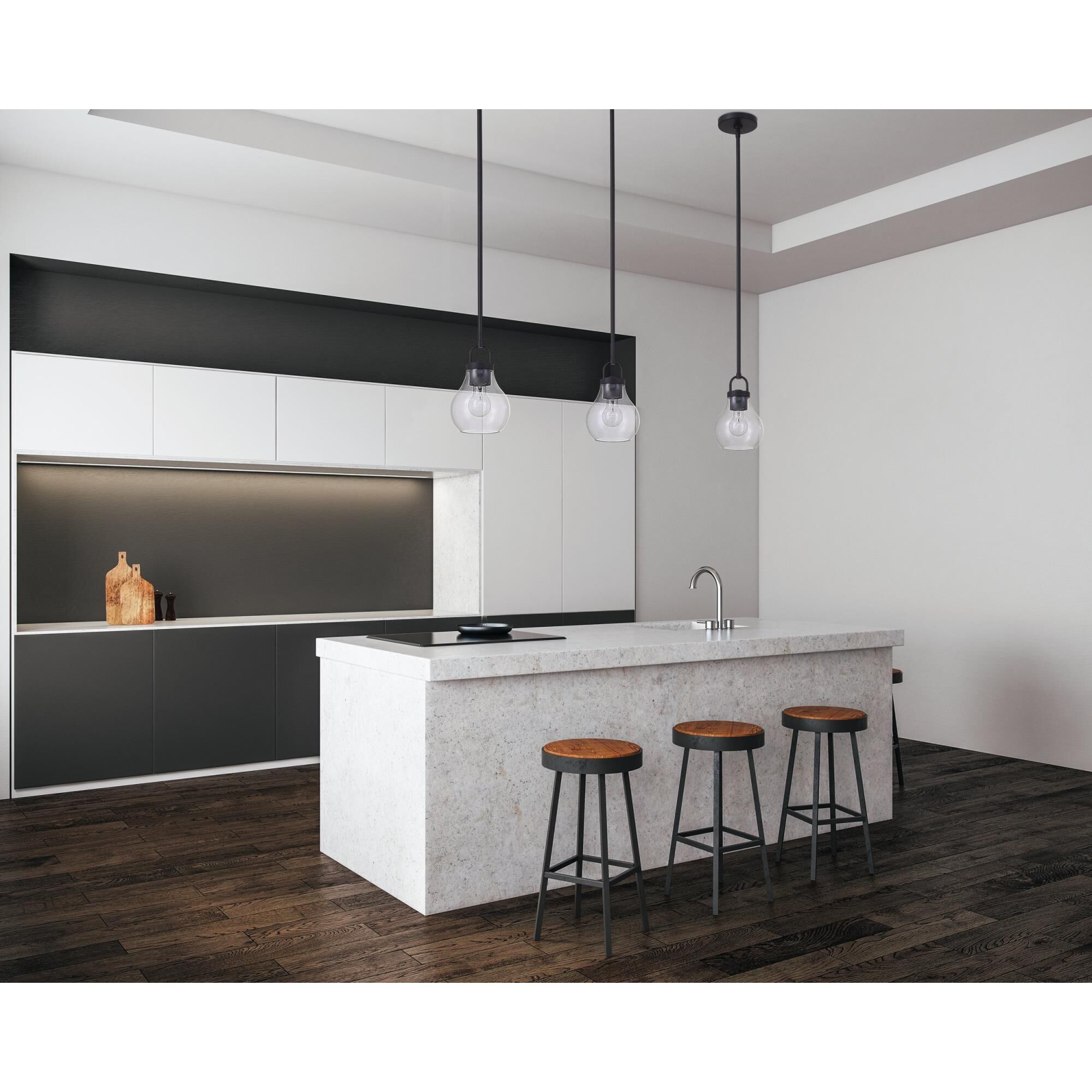 Shown in Matte Black finish and Clear glass