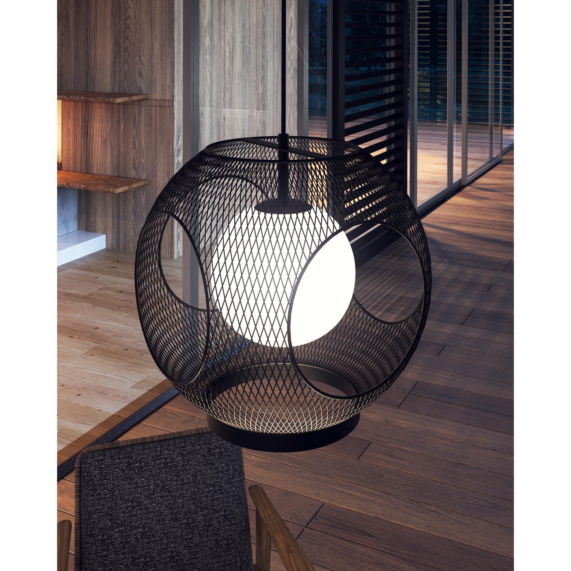 Shown in Black finish and Opal glass