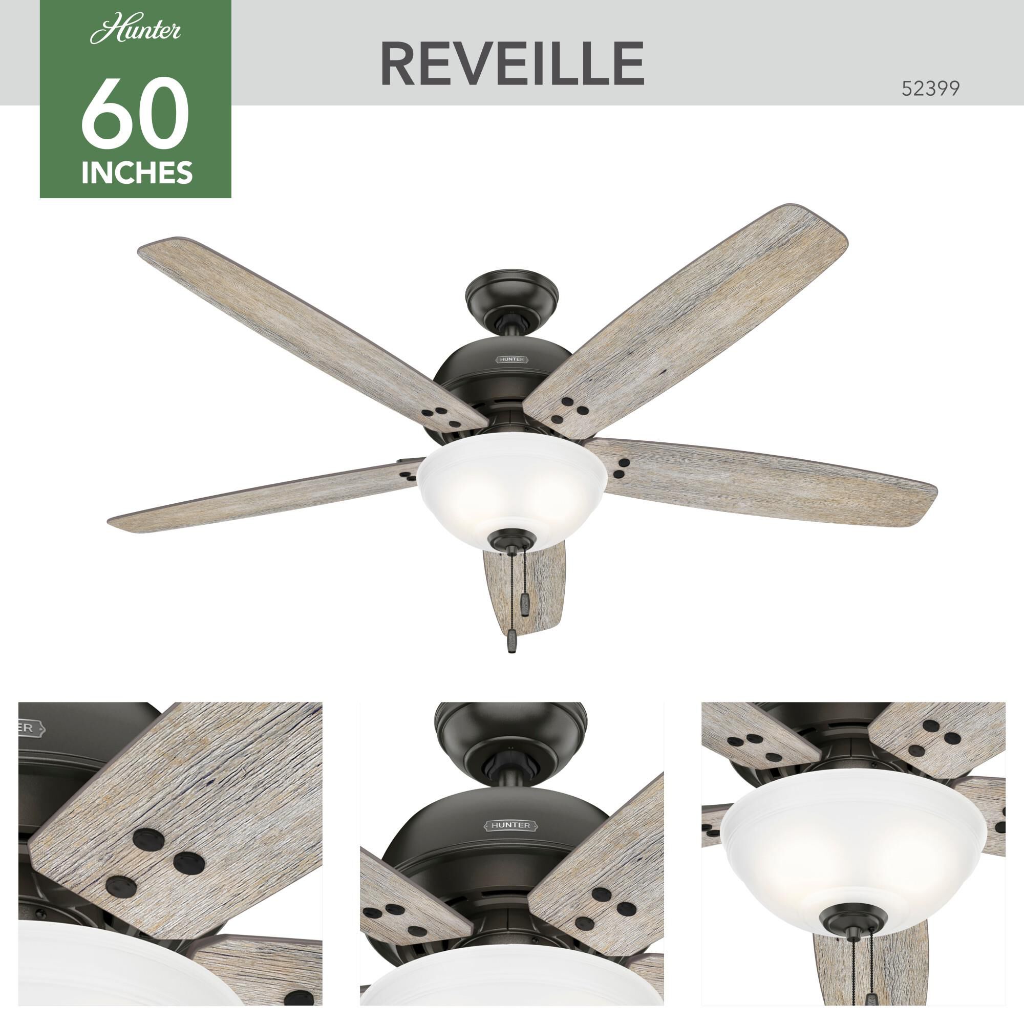 Reveille 60 Inch Ceiling Fan with Light Kit by Hunter Fan