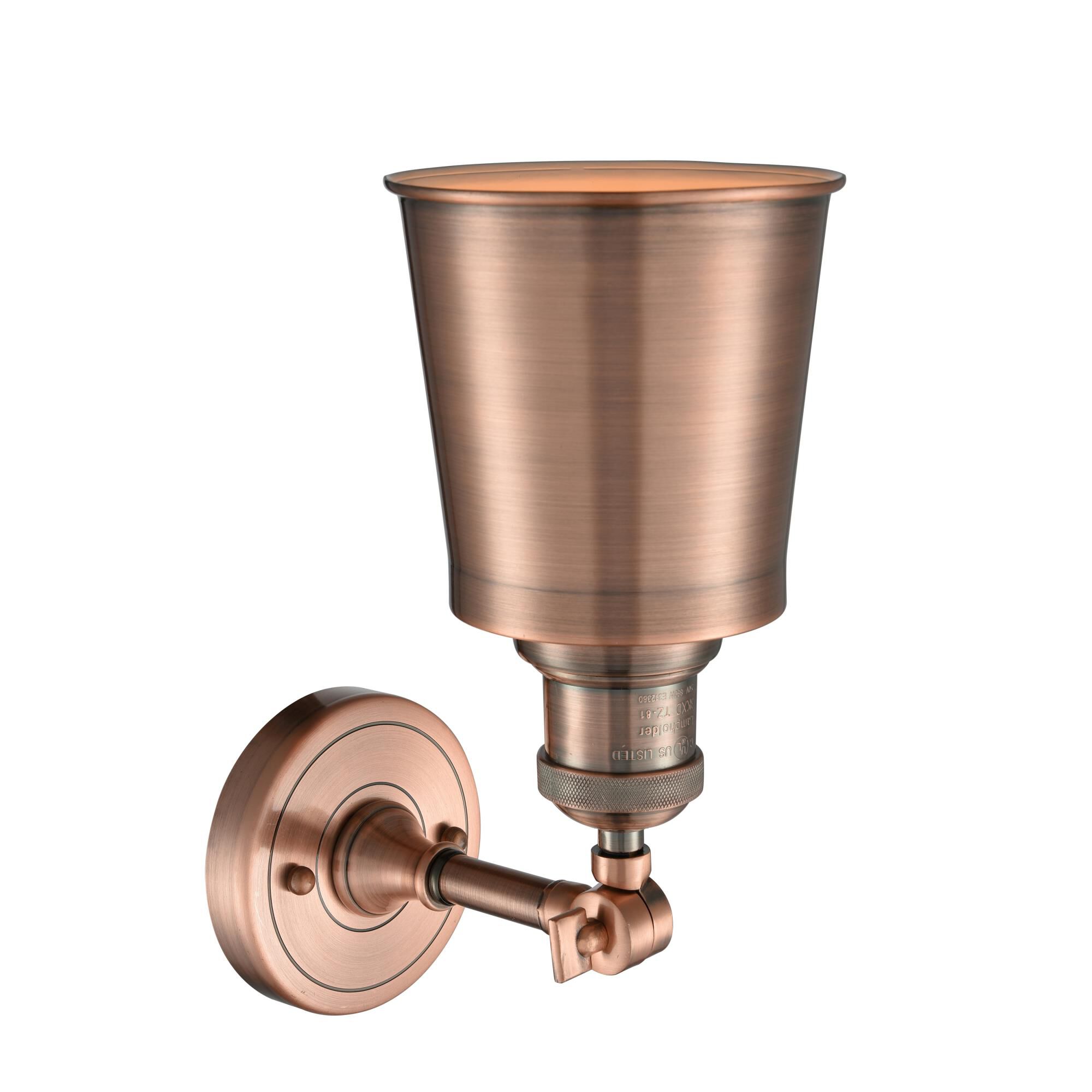 Shown in Antique Copper finish and Antique Copper shade and None accent