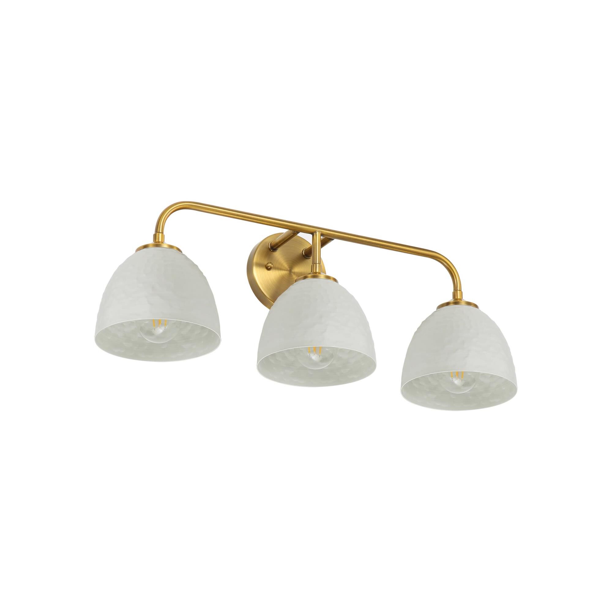 Shown in Modern Brass finish and Matte White shade