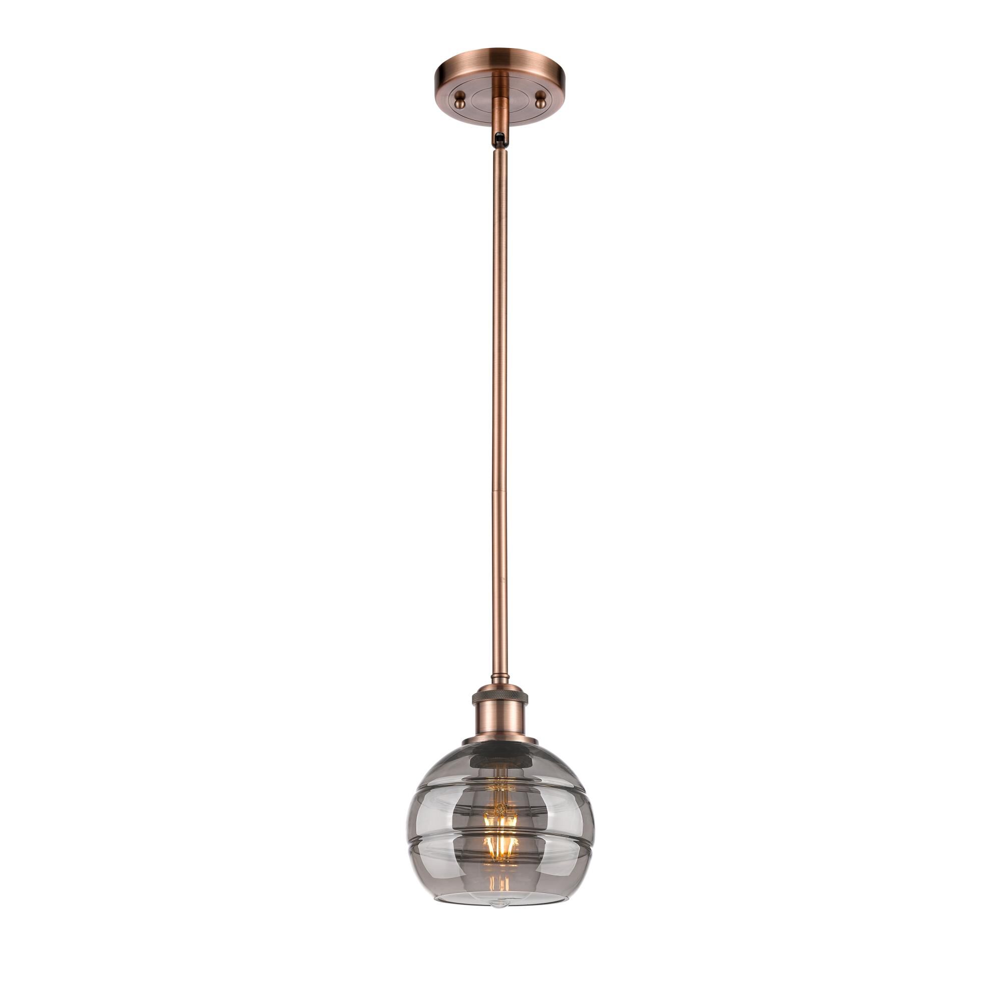 Shown in Antique Copper finish and Light Smoke glass