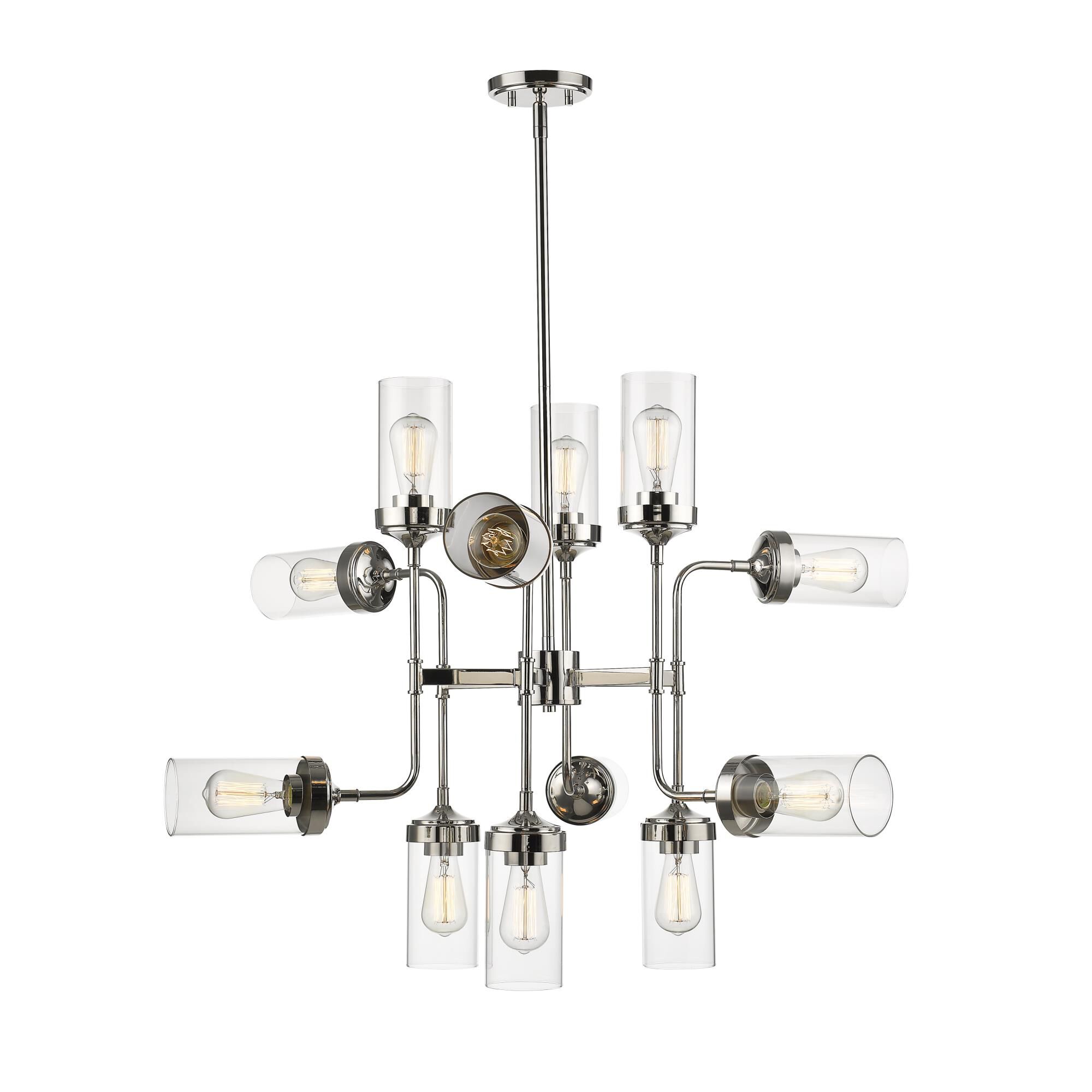 Shown in Polished Nickel finish and Glass shade