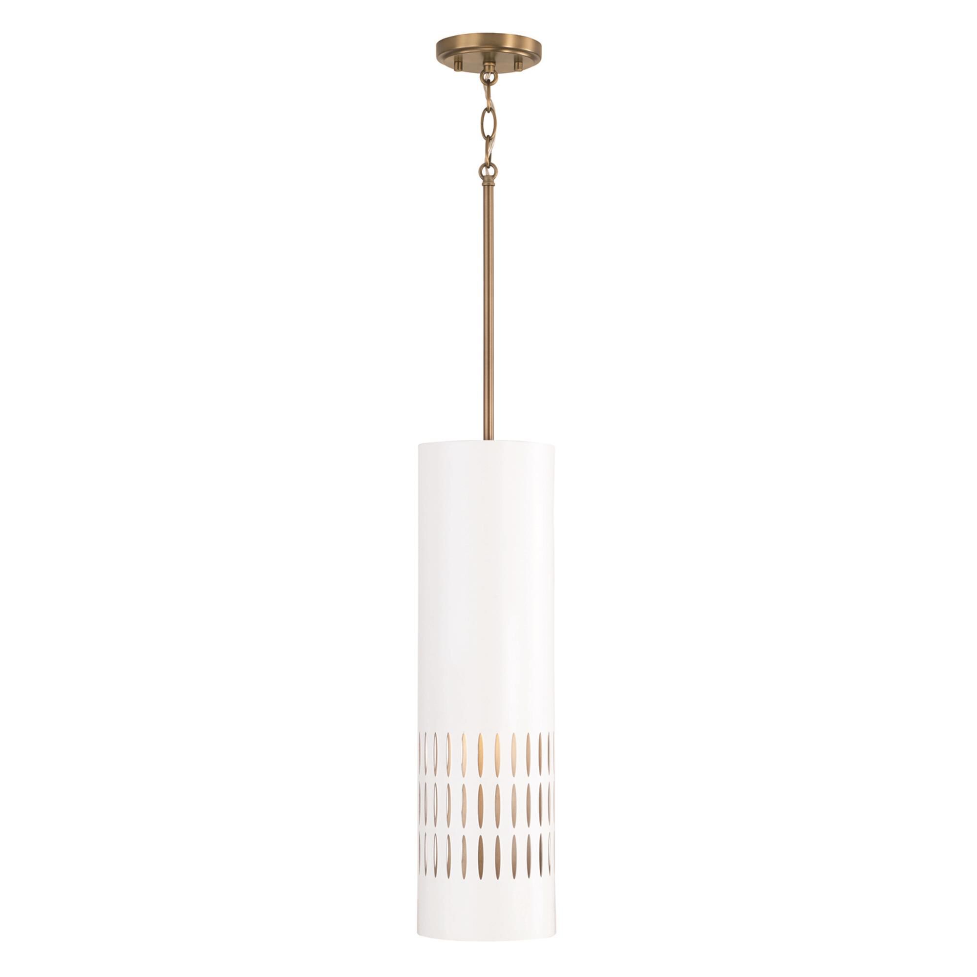 Shown in Aged Brass and White finish and White Metal  with Painted Aged Brass Interior shade