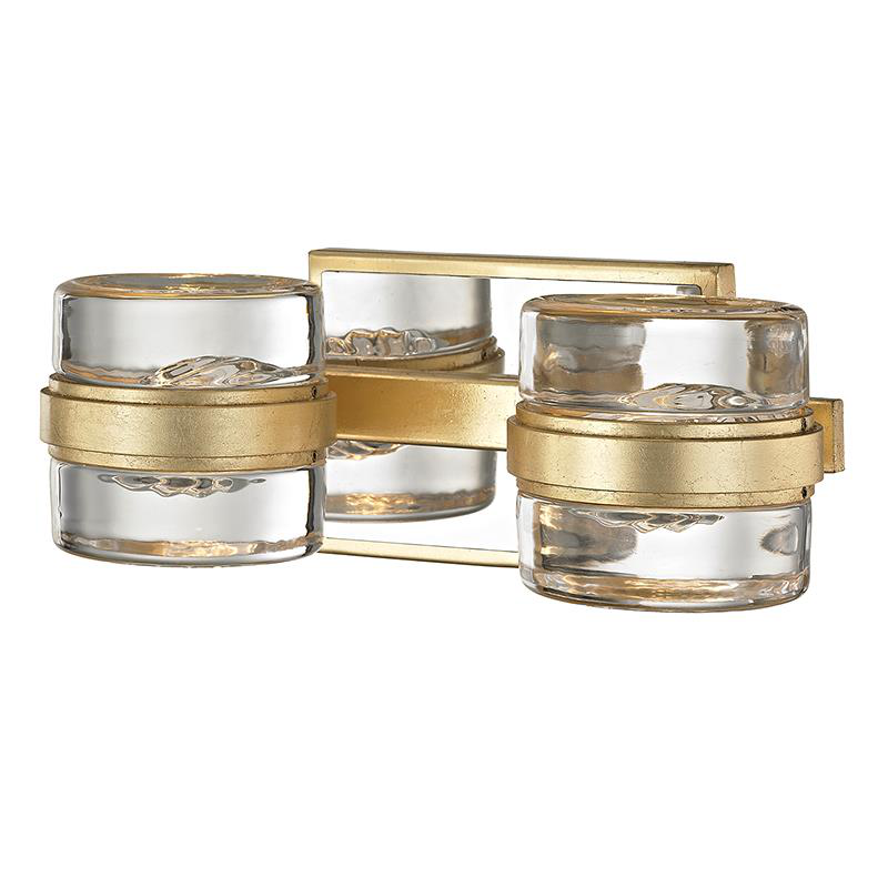 Shown in Gold Leaf, Polished Chrome Accents finish and Clear glass and Pressed Glass shade and Polished Chrome  accent