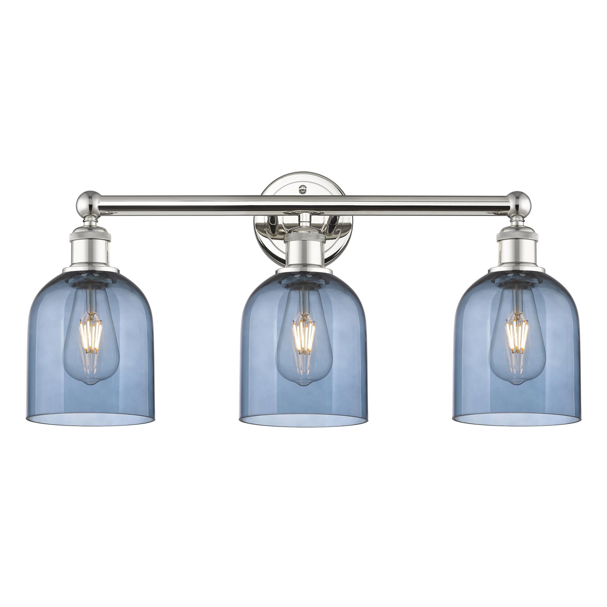 Shown in Polished Nickel finish and Princess Blue glass