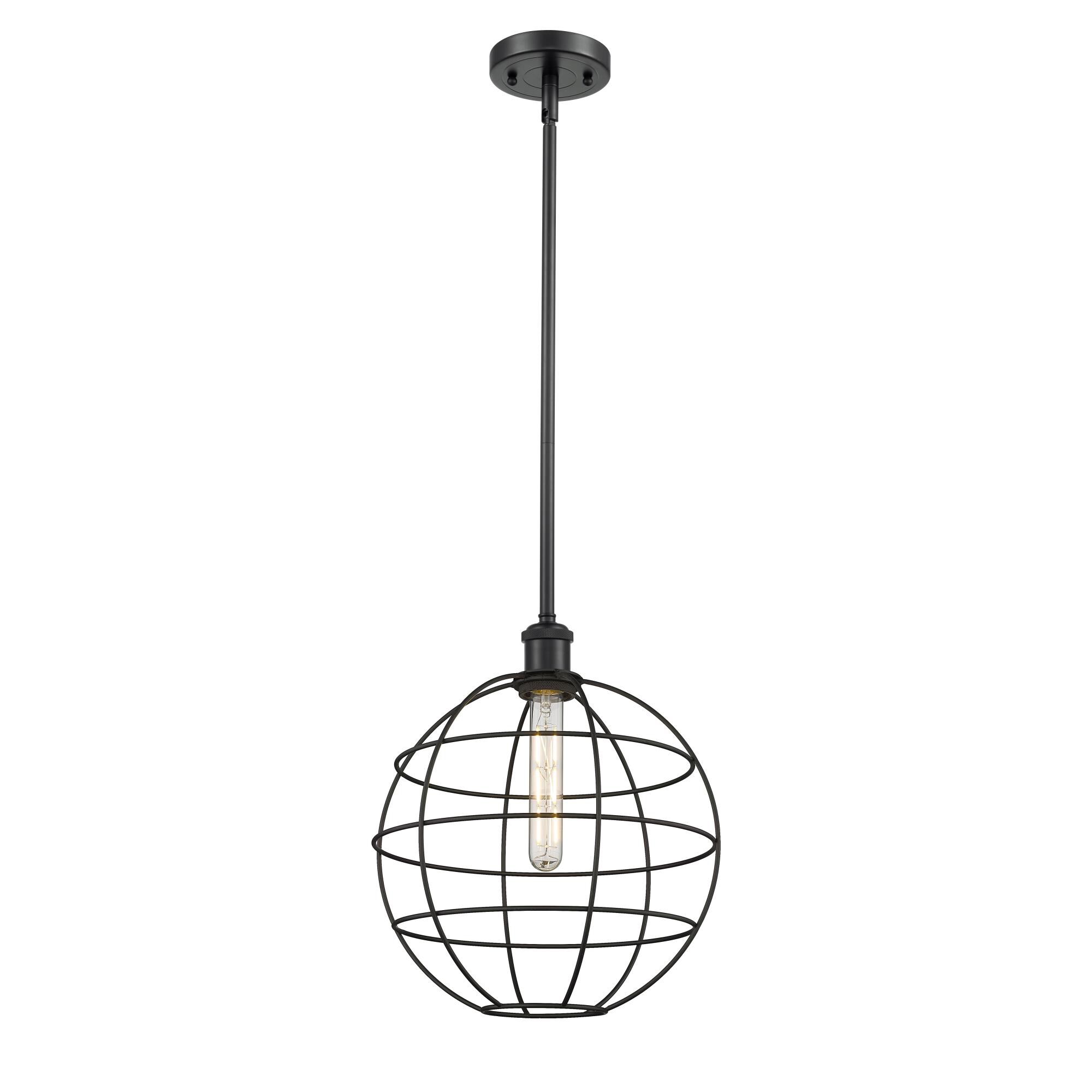 Shown in Matte Black finish and Matte Black Steel shade and 1 Light accent