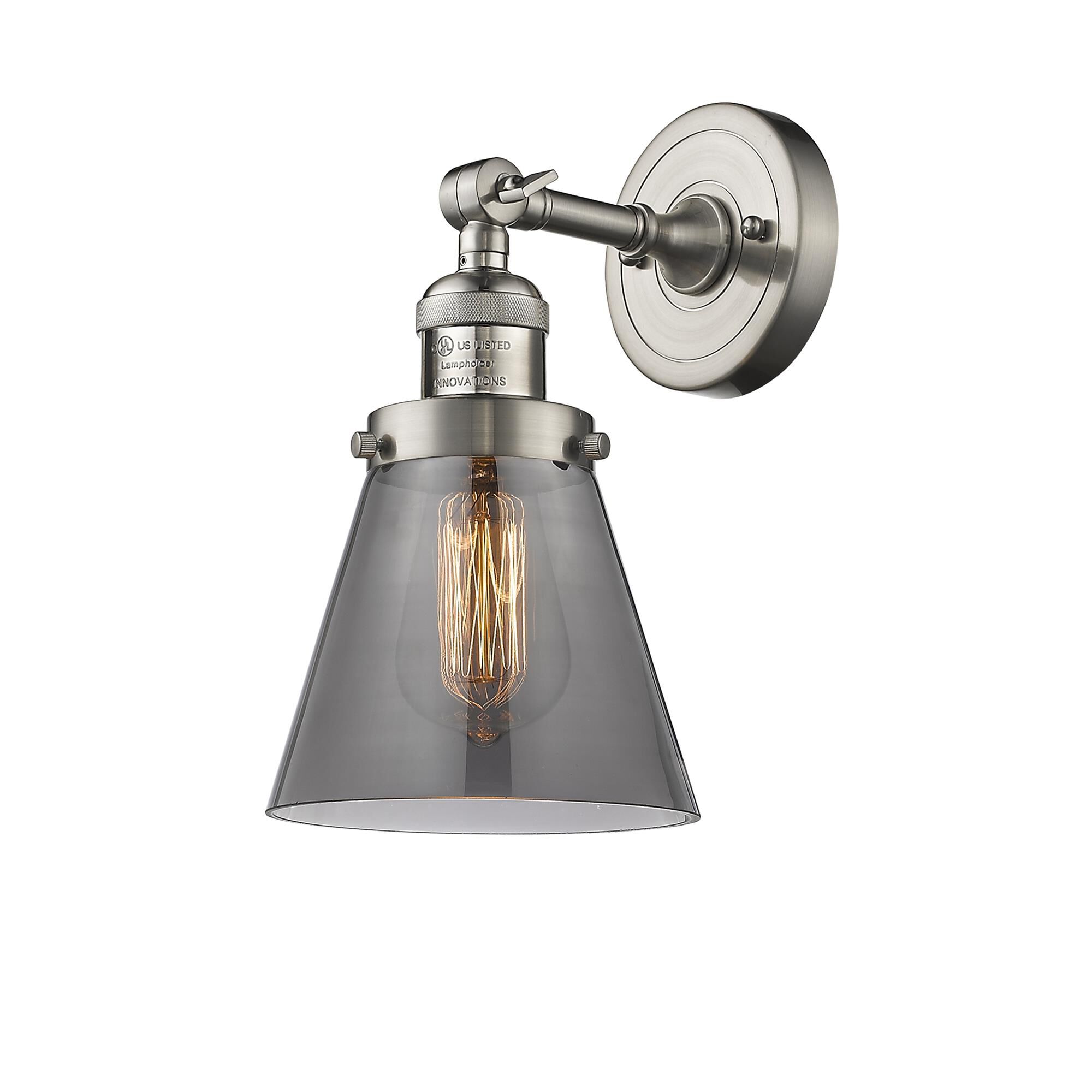 Shown in Brushed Satin Nickel finish and Smoked glass