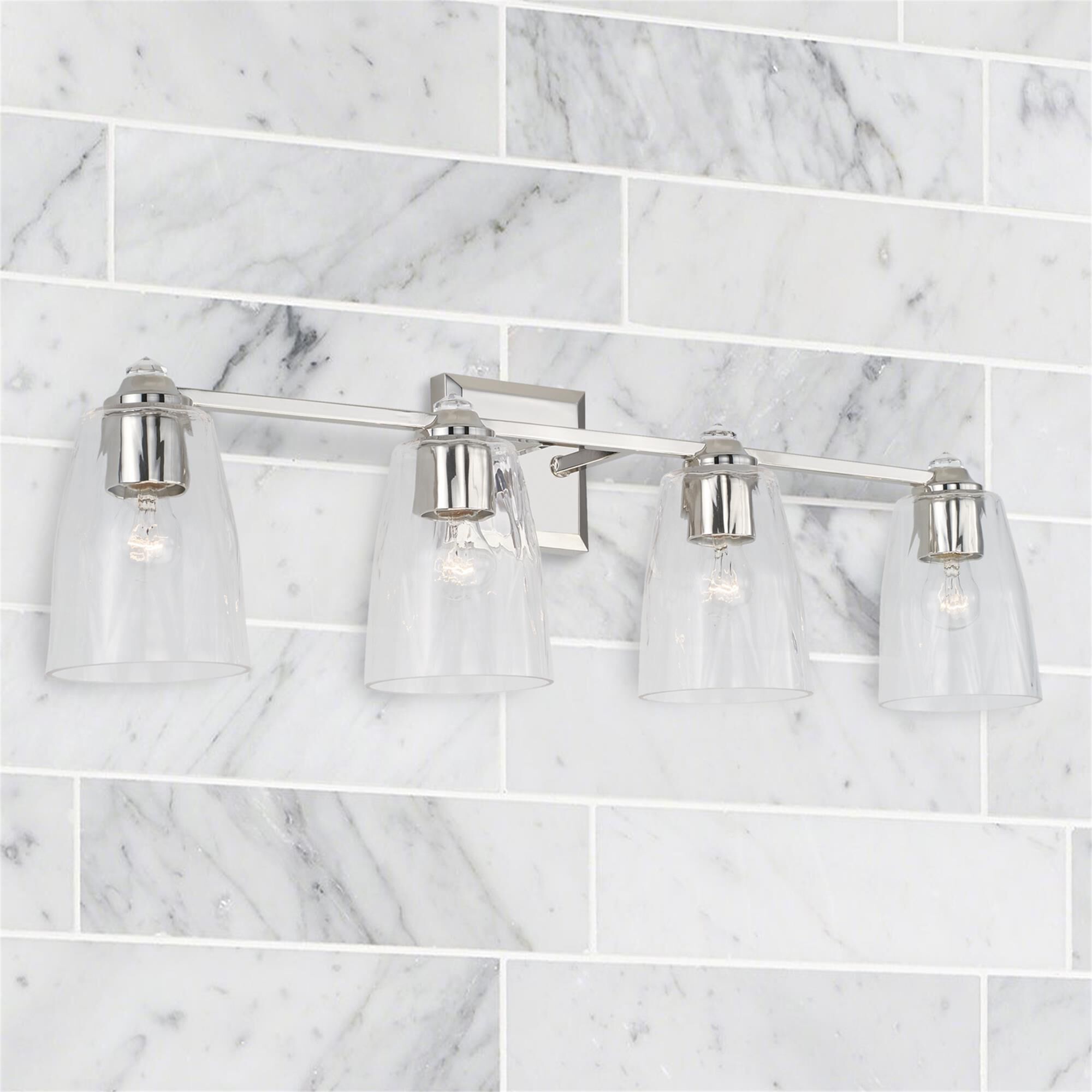 Shown in Polished Nickel finish and Clear glass