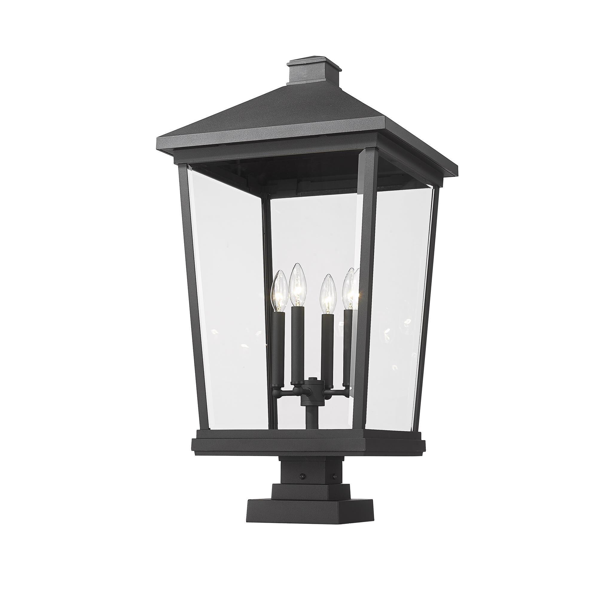Shown in Black finish and Glass shade