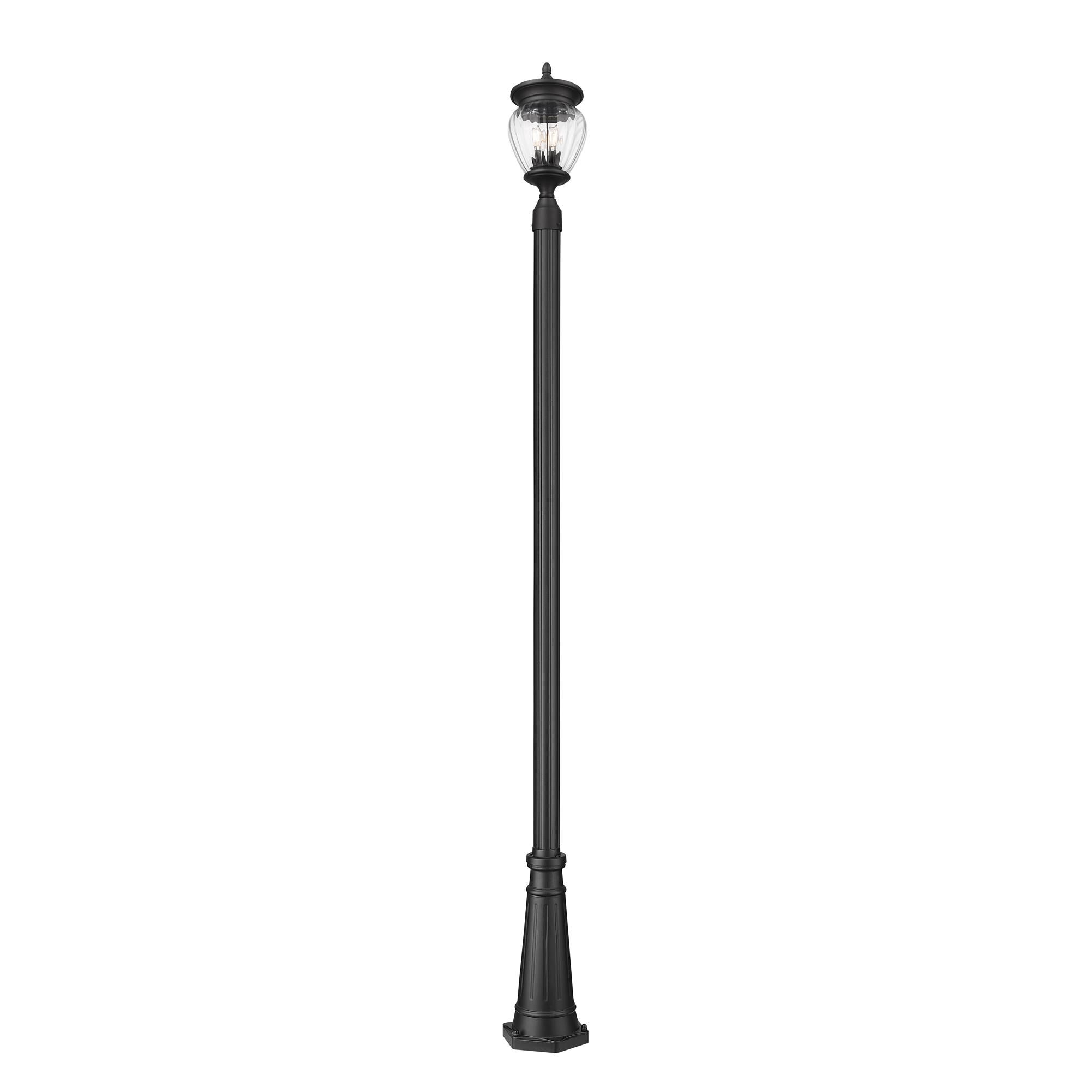 Shown in Black finish and Clear Ribbed glass and Clear Ribbed shade