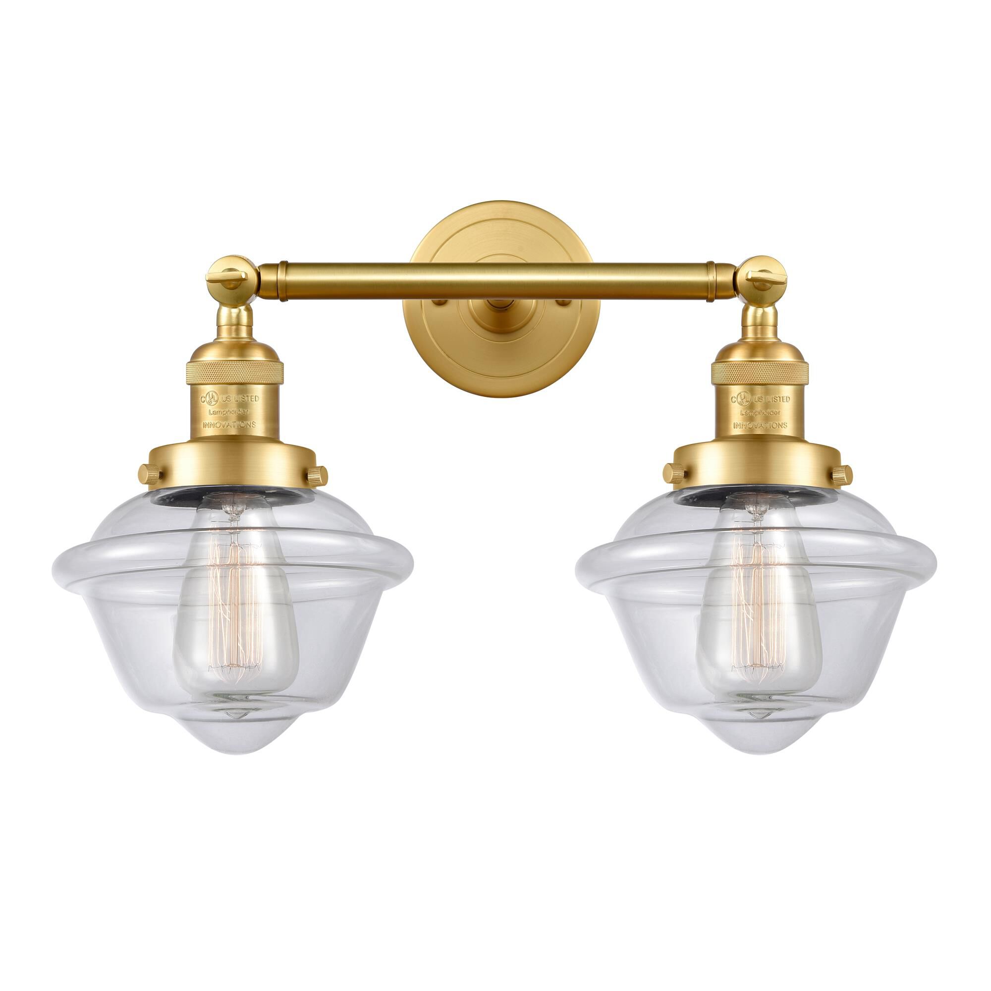Shown in Satin Gold finish and Clear Small Oxford glass