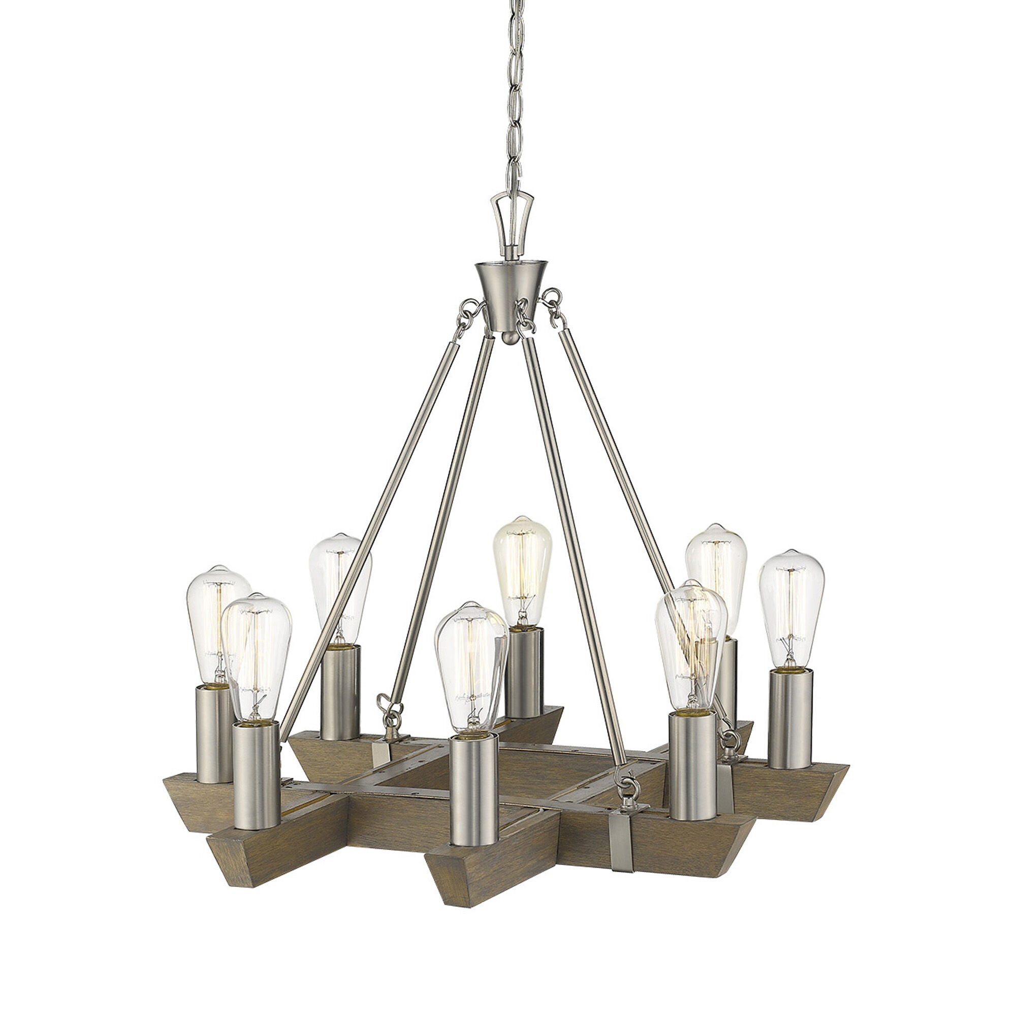 Shown in Satin Nickel finish and -- glass and -- shade