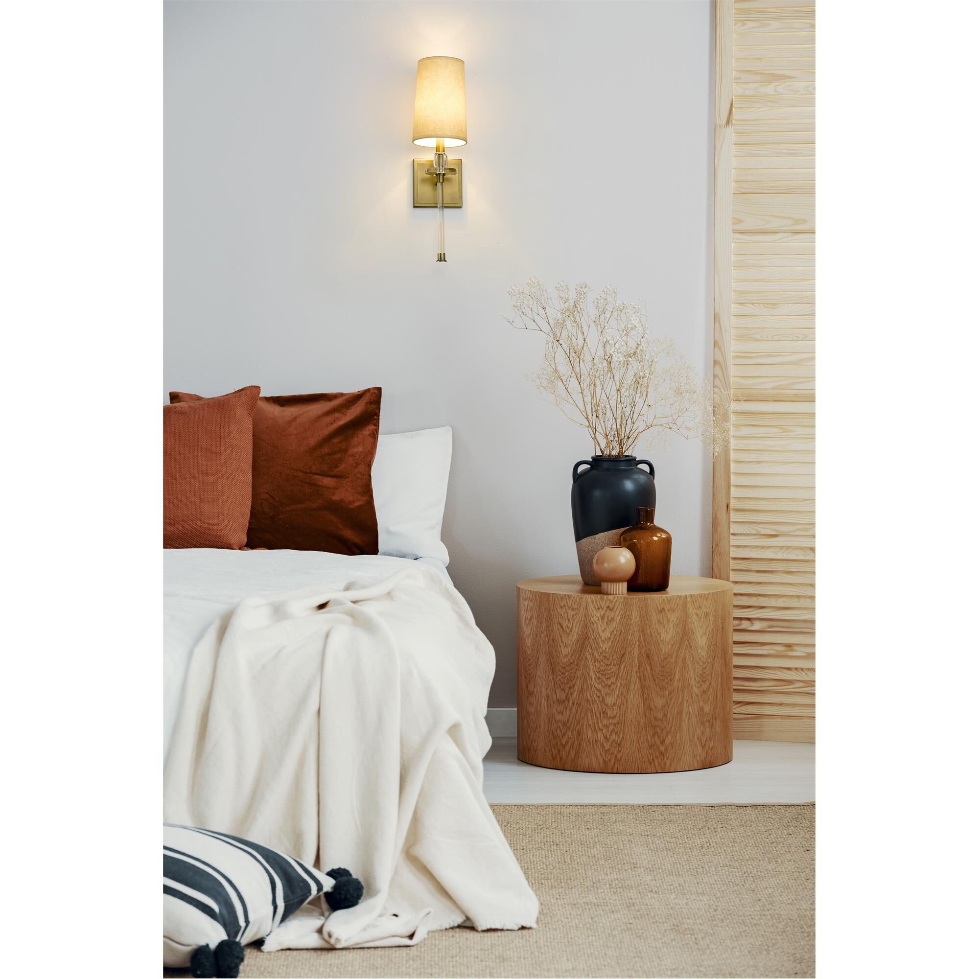 Shown in Rubbed Brass finish and Parchment Paper glass and Parchment Paper shade